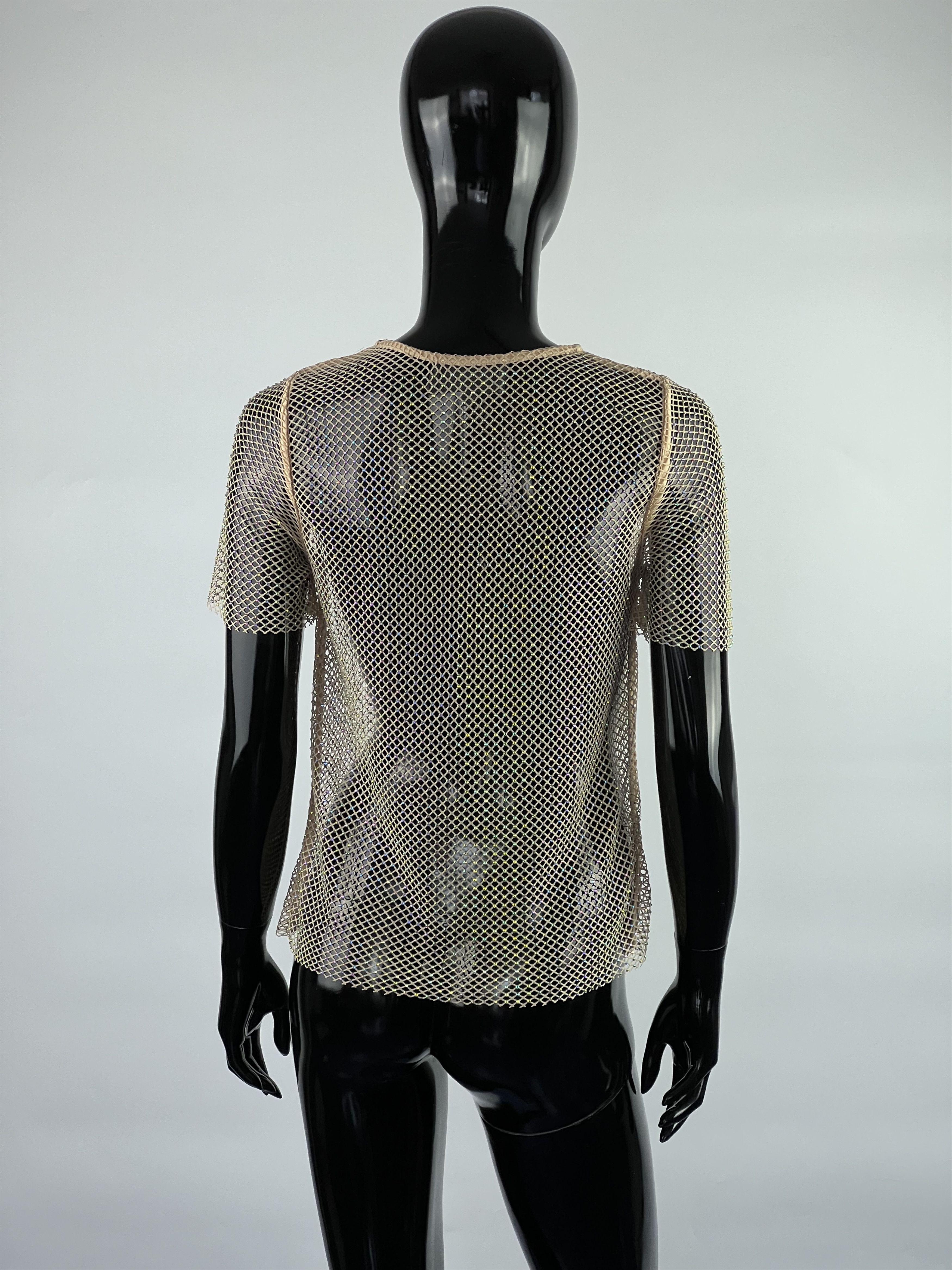 Other Sunday in Brooklyn Rhinestones Mesh Fishnet T Shirt Size XS Size XS / US 0-2 / IT 36-38 - 2 Thumbnail