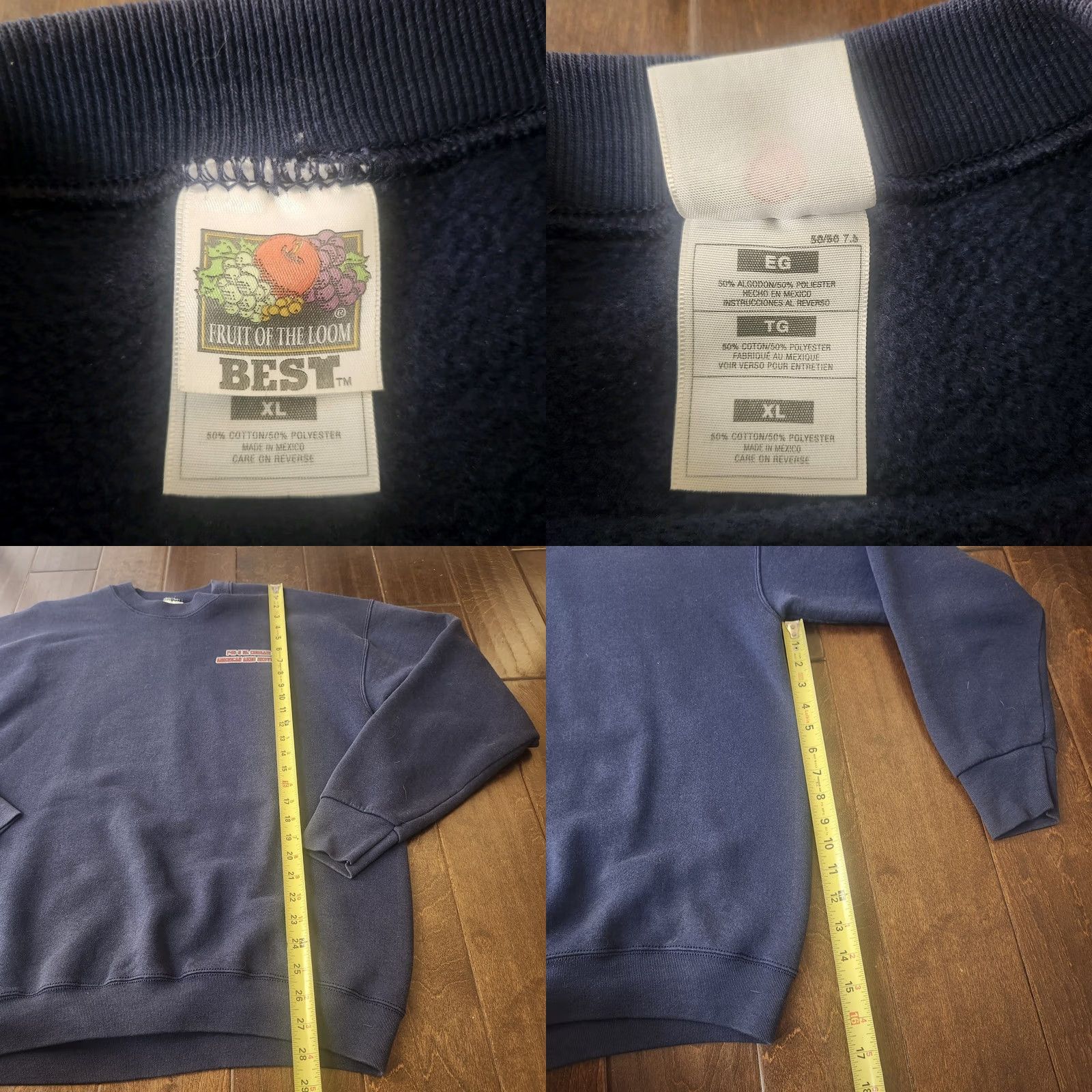 Fruit Of The Loom F4U Corsair Sweatshirt XL Navy Graphic Print USA Planes Aircraft Mens Regular Crew Neck Cotton Blend Pullover Fruit of the Loom Size US XL / EU 56 / 4 - 8 Thumbnail