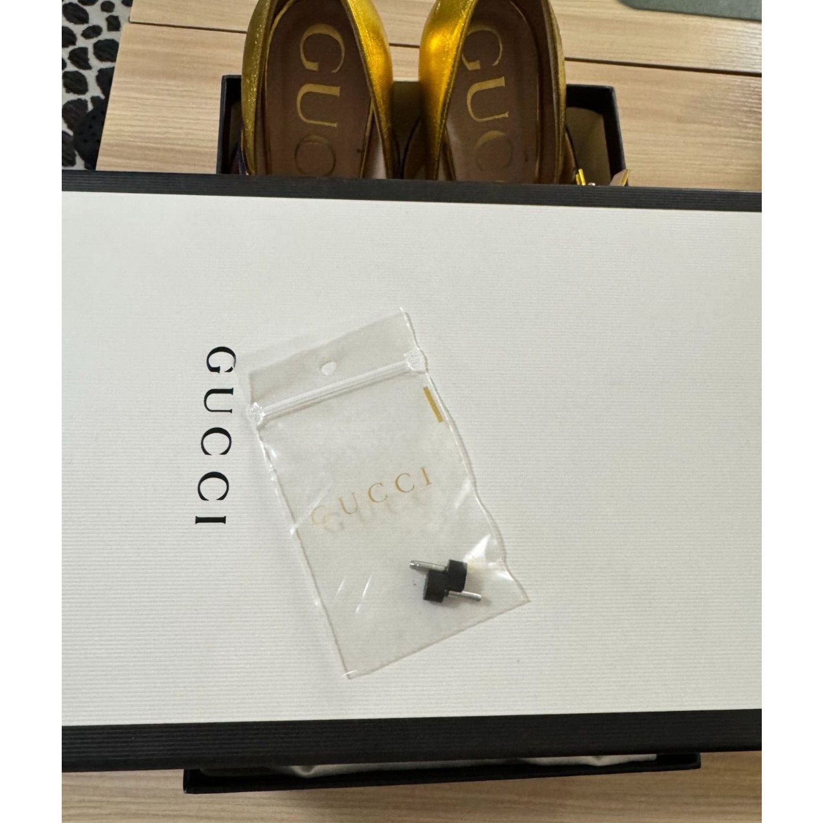 Gucci Gucci RARE Sylvie GOLD Mary Jane Heels 7/37.5 Size US 7 / IT 37 - 8 Thumbnail