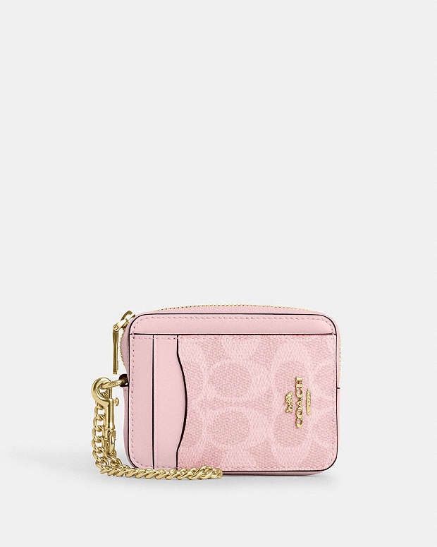 Coach NWT Coach Zip Card Case In Signature CW883 POWDER PINK Size ONE SIZE - 1 Thumbnail