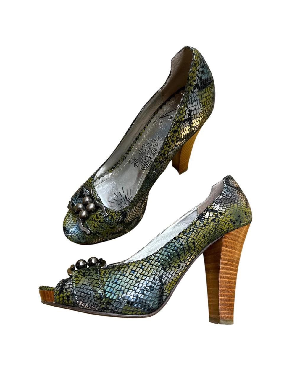 Naughty Monkey snakeskin peep-toe heels