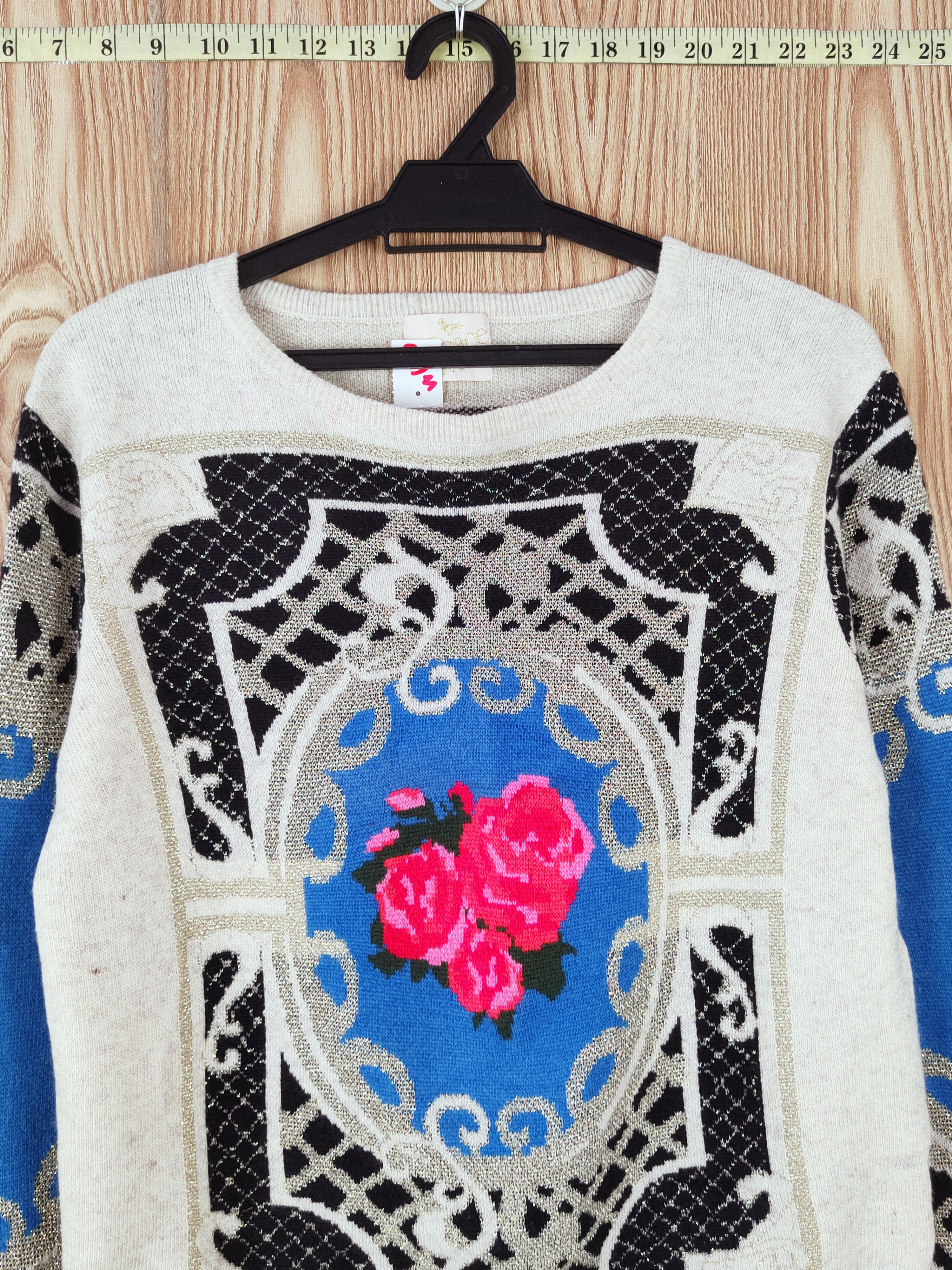 Vintage Peace Dove Blue Cream Knitwear Sweatshirts #W680 Size M / US 6-8 / IT 42-44 - 2 Thumbnail