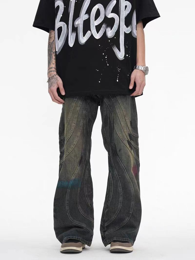Japanese Brand × Jean Vintage Washed Graffiti Micro Flared Heavy Duty Jeans Size US 34 / EU 50 - 1 Thumbnail
