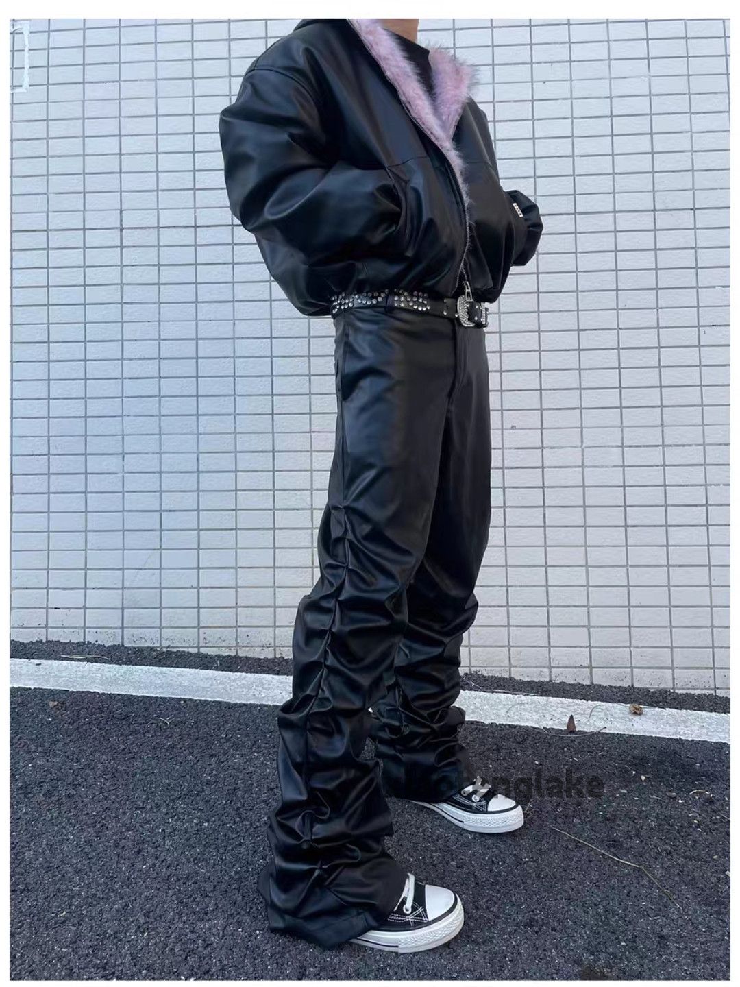 Designer Unisex utility punk yuppie pu skate hiphop pleated pants Size US 34 / EU 50 - 7 Thumbnail