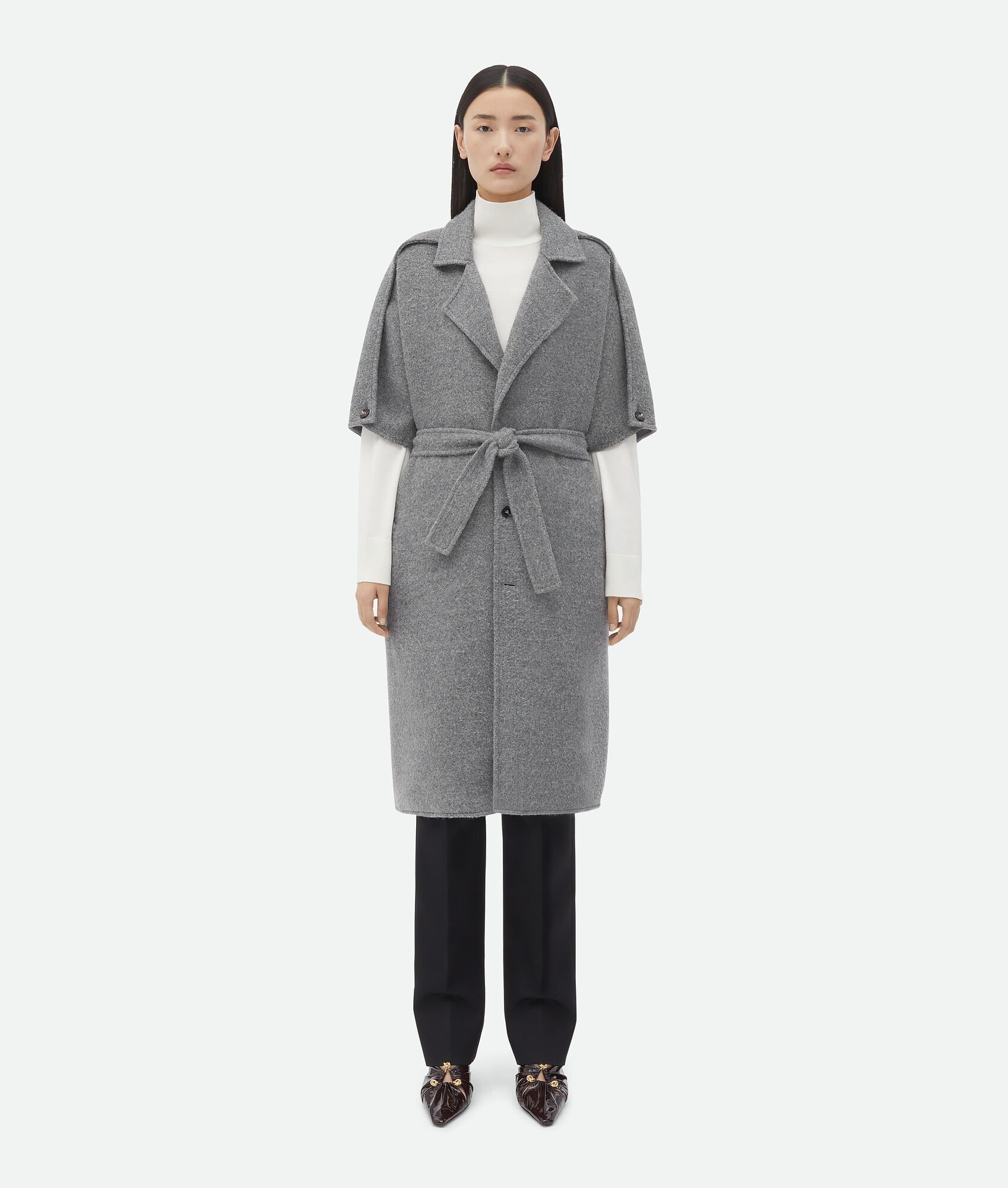 Bottega Veneta o1n1vont0325 Wool And Cashmere Sleeveless Coat in Grey Size M / US 6-8 / IT 42-44 - 1 Thumbnail