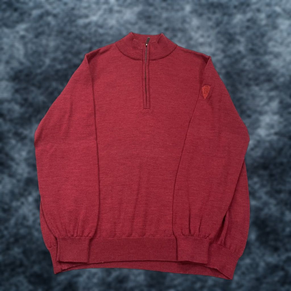 Footjoy FootJoy Golf Sweater Mens L Red Wool 1/4 Zip Logo Pullover Knits? Size US L / EU 52-54 / 3 - 1 Thumbnail