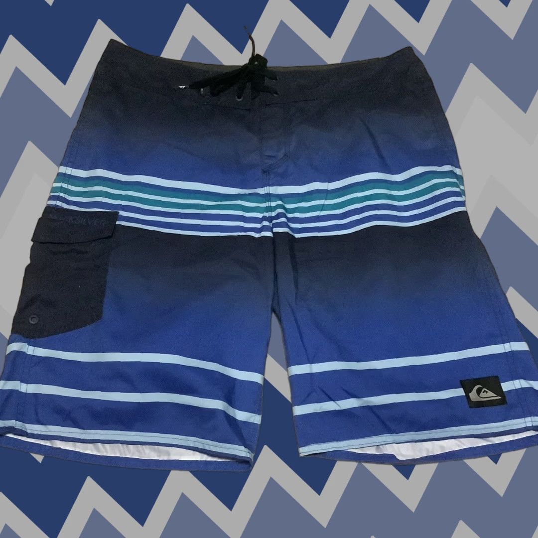 Quiksilver Quicksilver Board Shorts Men Blue Stripes 34 Bottom Beach Sports Travel Size US 34 / EU 50 - 1 Thumbnail