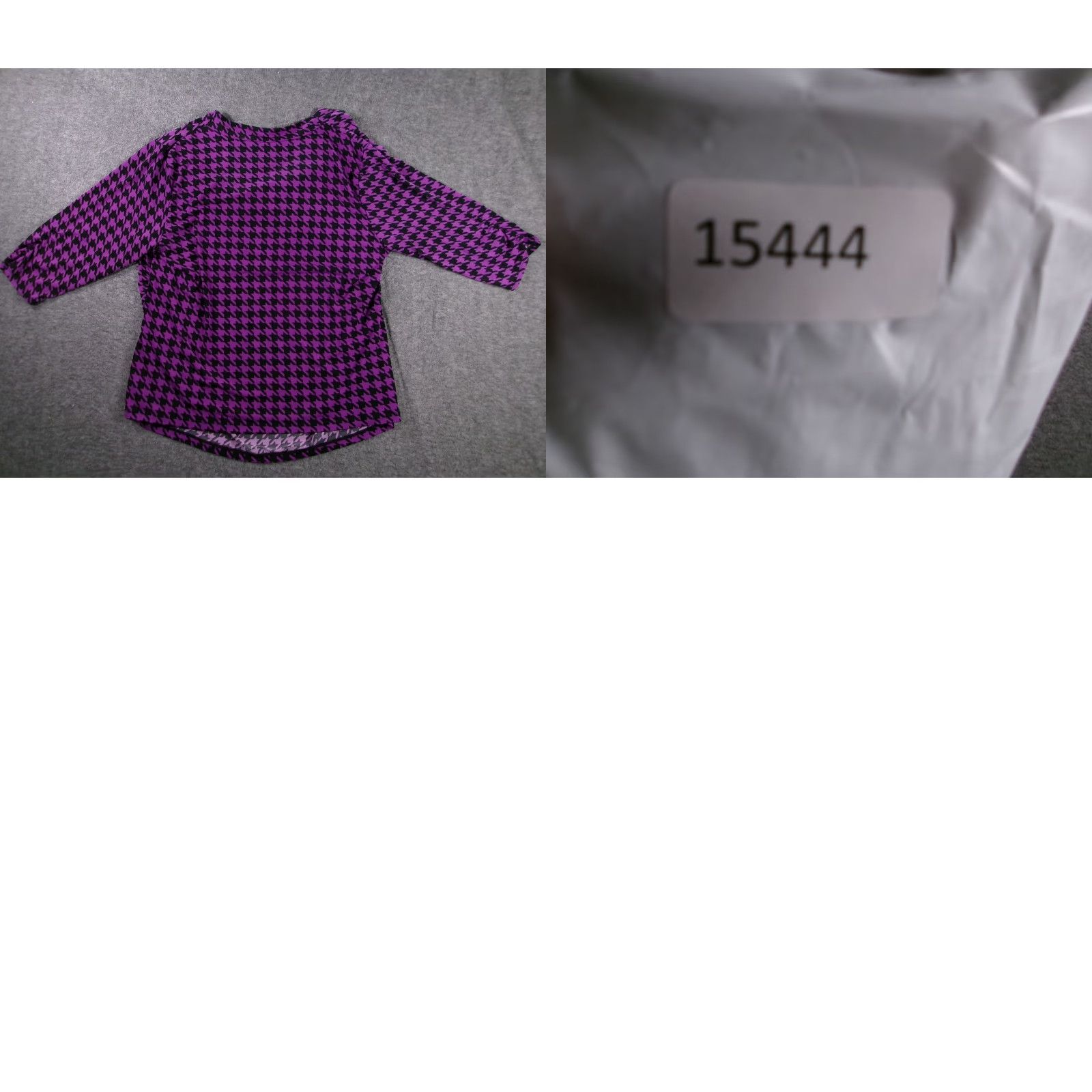 Worthington Worthington Womens Blouse 2XL Purple Houndstooth Cowl Neck 3/4 Sleeve Stretch Office Regular Womens Size XXL / US 16-18 / IT 52-54 - 8 Thumbnail
