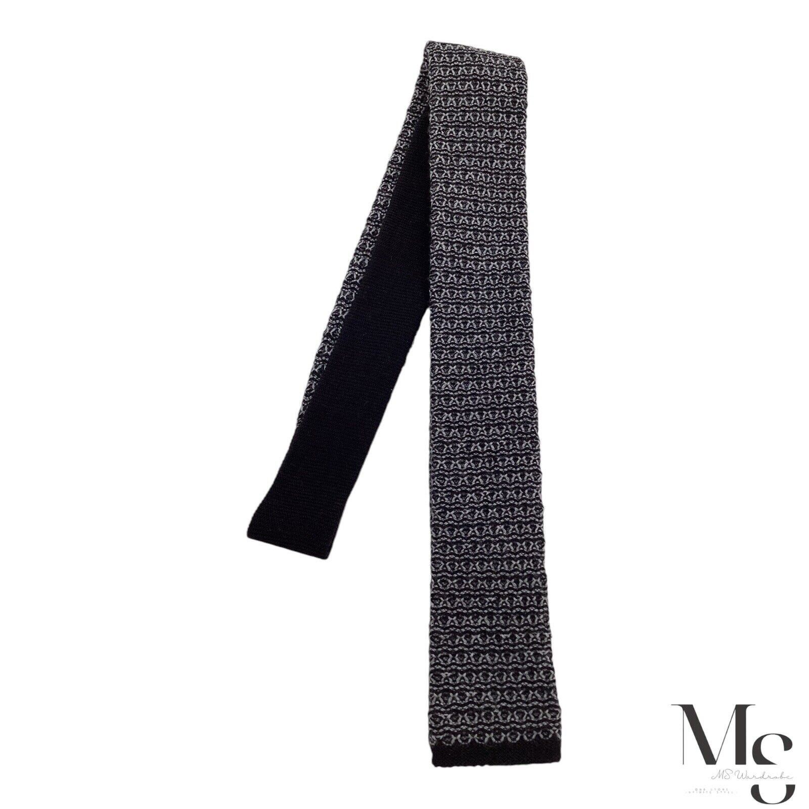 Pierre Cardin PIERRE CARDIN Black Geometric Wool Knit Tie Made In Italy W: Size ONE SIZE - 5 Thumbnail
