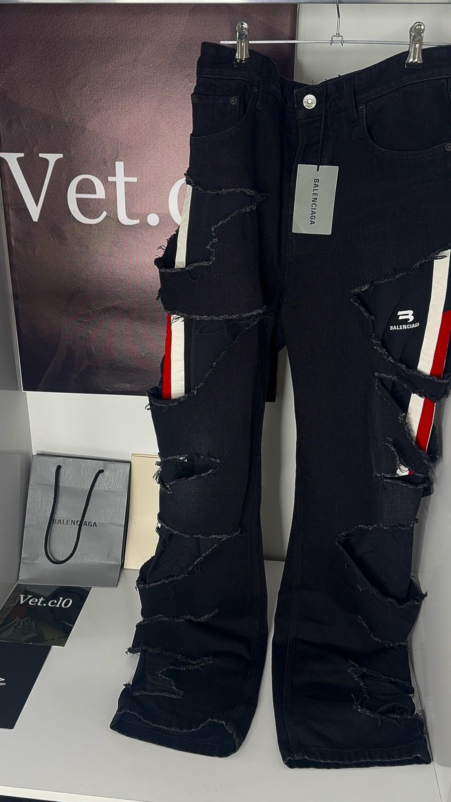 Balenciaga ✅Balenciaga Black Slashed Jeans Distressed Denim XS Size US 28 / EU 44 - 1 Thumbnail