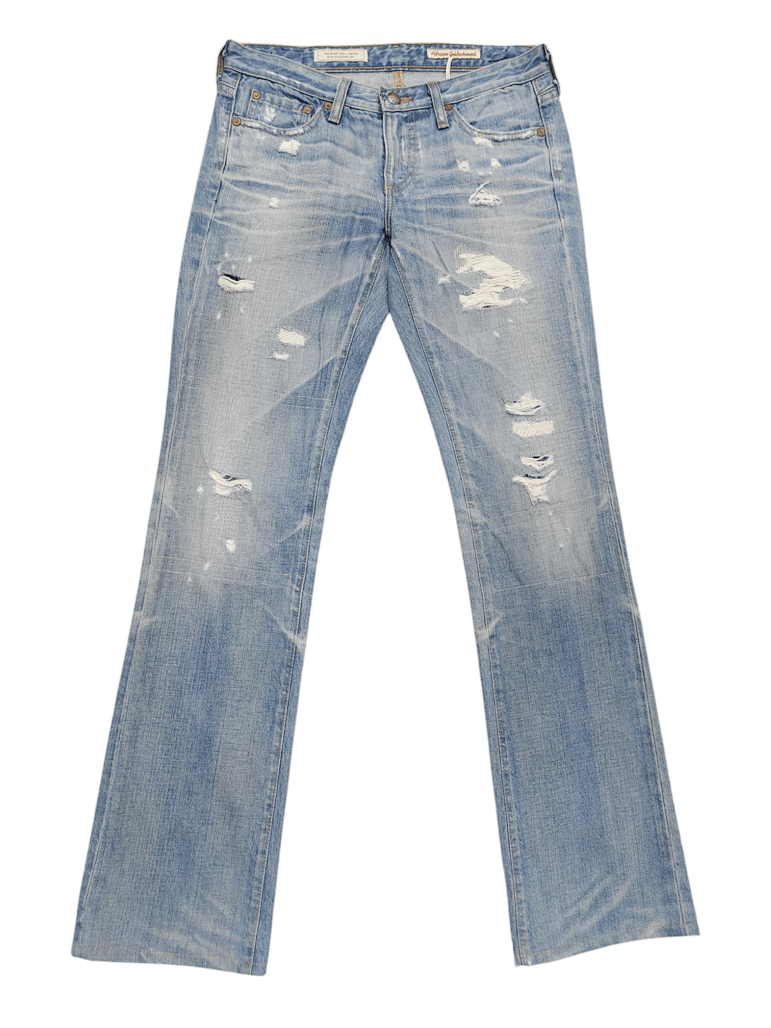 AG Adriano Goldschmied 💥Adriano Goldschmied "The Kiss" Distressed Pacthwork Jeans Size 30" / US 8 / IT 44 - 1 Thumbnail