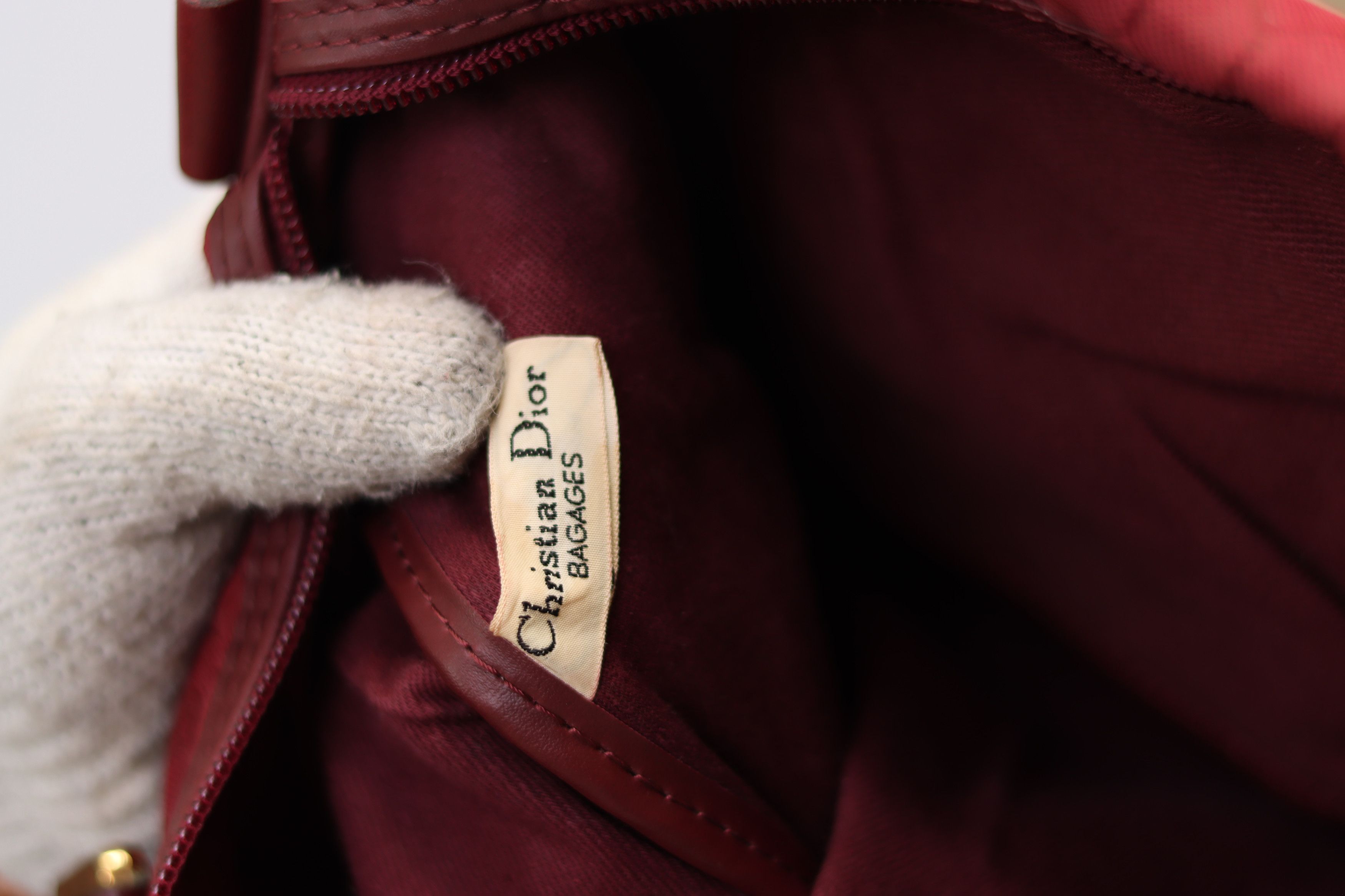 Dior × Vintage Christian Dior Bagages Burgundy Logo Canvas Boston Bag Size ONE SIZE - 7 Thumbnail