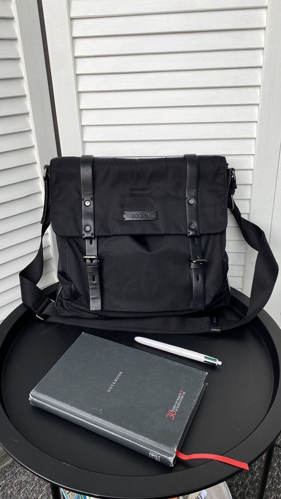 Joop Leather Nylon Cross Body Messenger Lace Bag in Black, Men's
