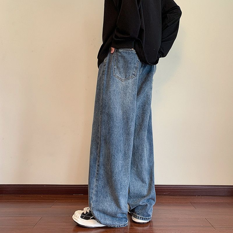 Japanese Brand Men's oversized loose straight leg retro drawstring jeans Size US 32 / EU 48 - 3 Thumbnail