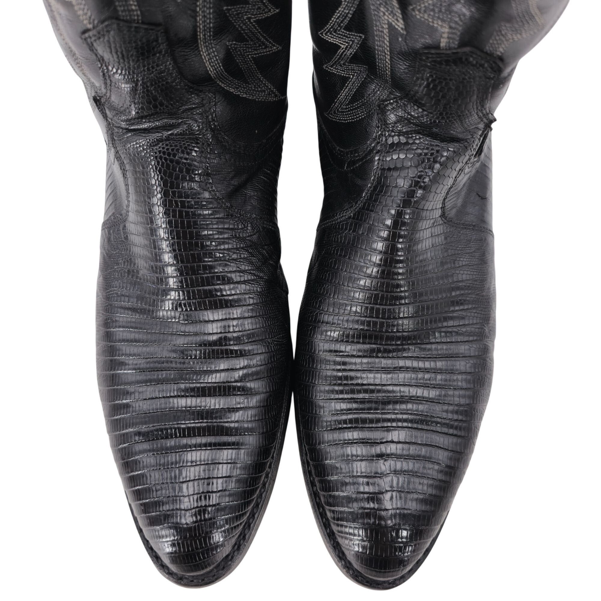 Dan Post Mens 12D Exotic Teju Lizard Vintage Dan Post Black Cowboy Size US 12 / EU 45 - 10 Thumbnail