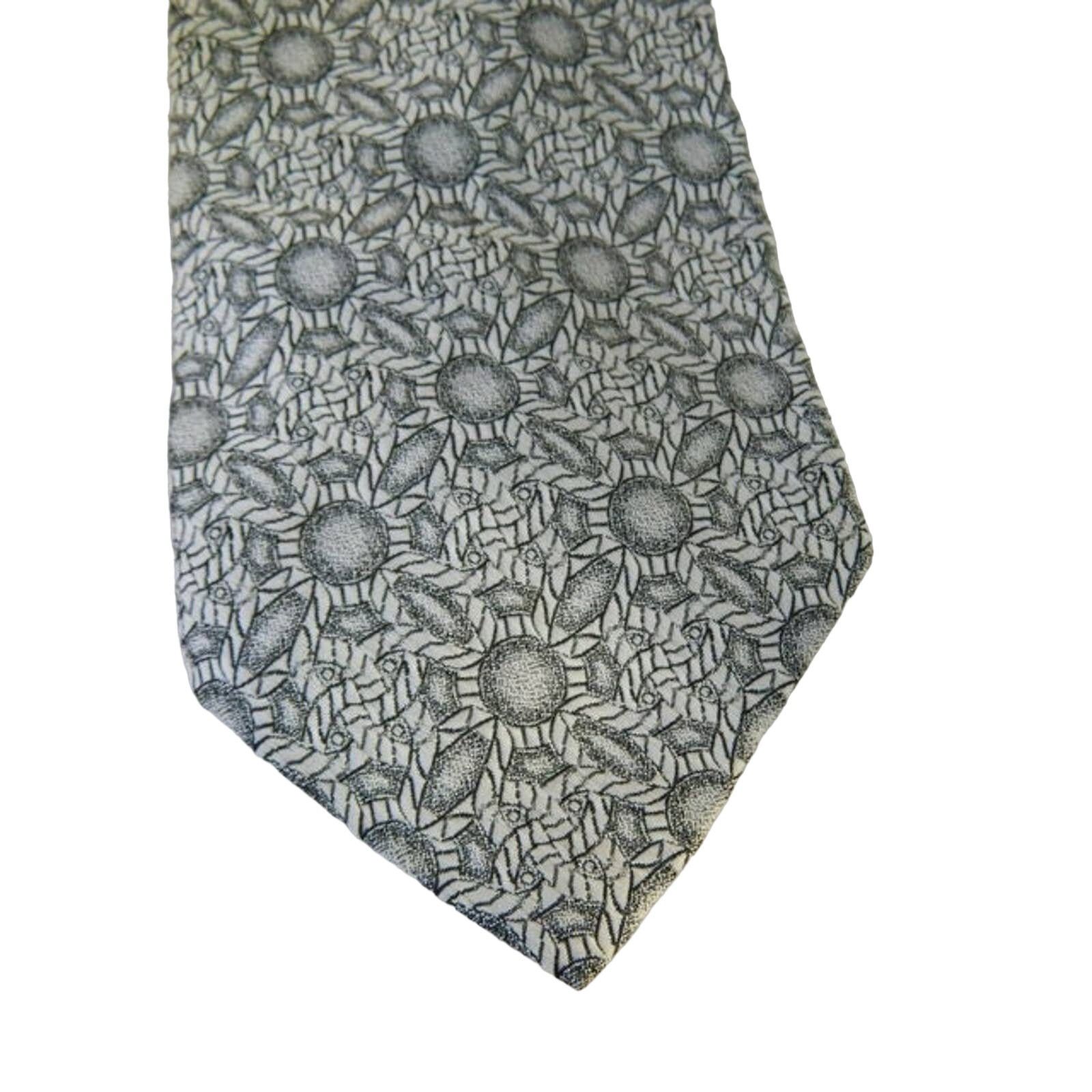 Vintage Vintage Wide White Black Geometric Monsieur Cravatieur Tie Size ONE SIZE - 5 Thumbnail