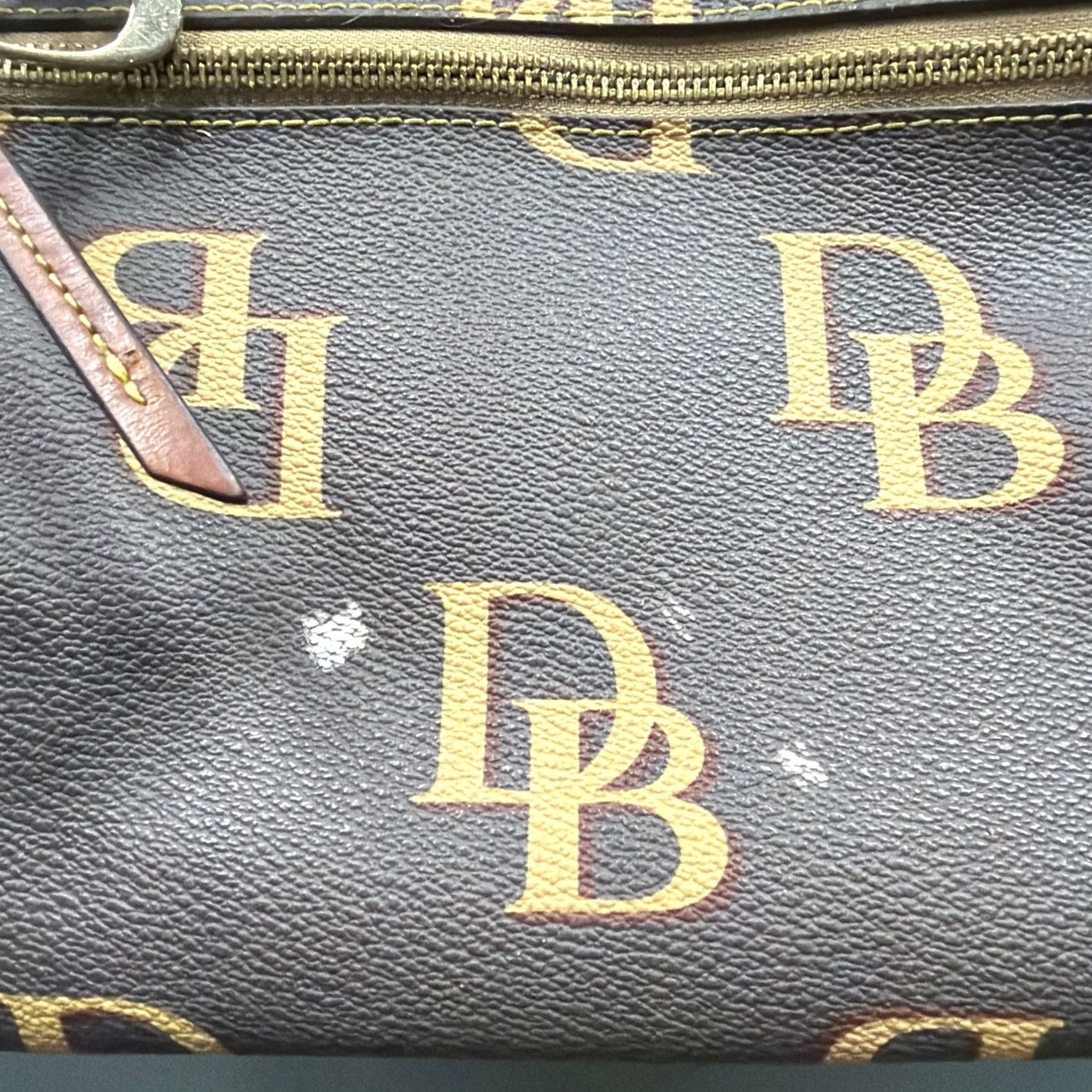 Dooney & Bourke Dooney & Bourke DB Monogram Tote Leather Coated Fabric Shoulder Bag Womens Large Brown Baseball? Size L / US 10 / IT 46 - 5 Thumbnail