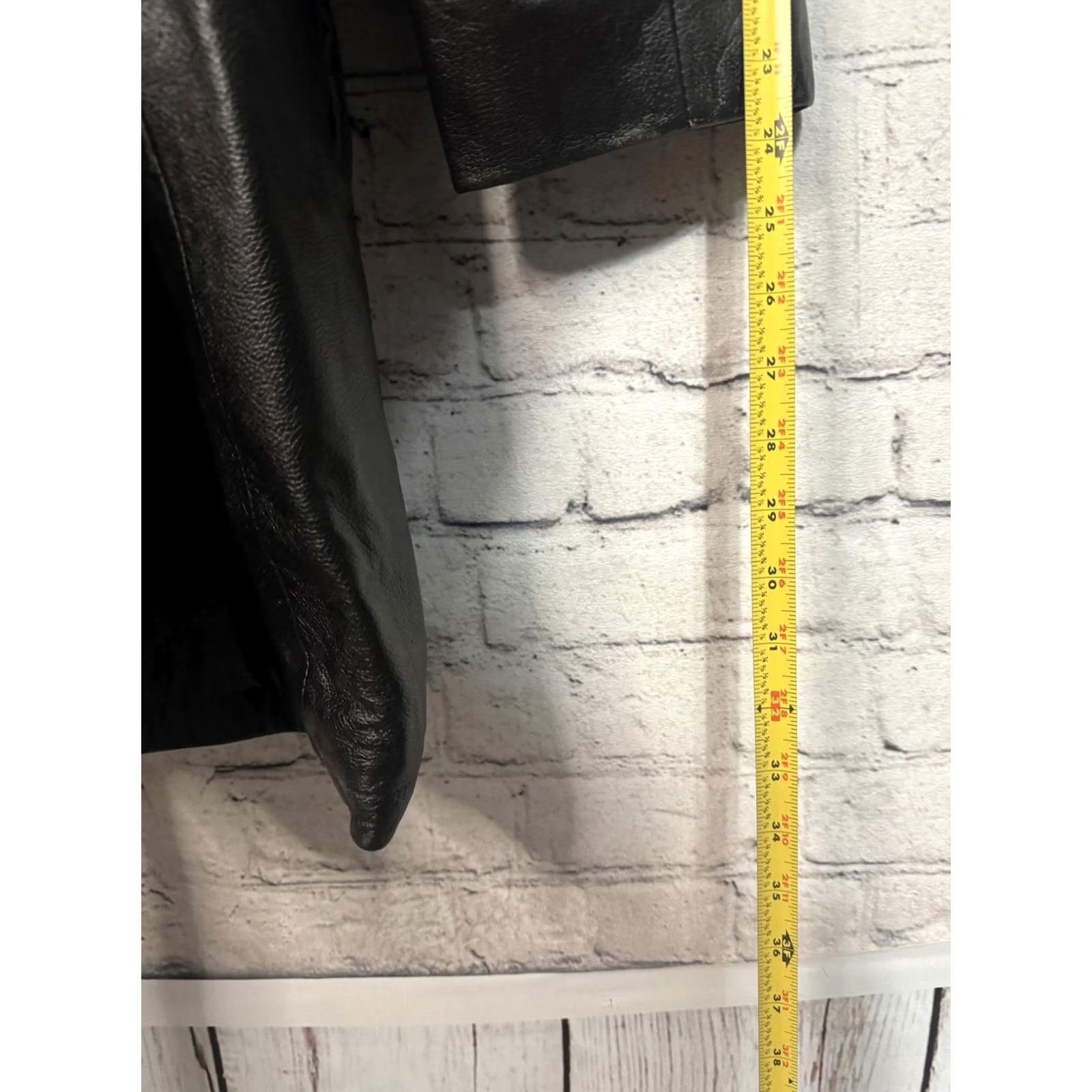 Velvet VINTAGE Midnight Velvet Women’s Leather Coat Jacket XL Regular Black Long Sleeve Zip Belted Mid-Length Coat Size XL / US 12-14 / IT 48-50 - 4 Thumbnail