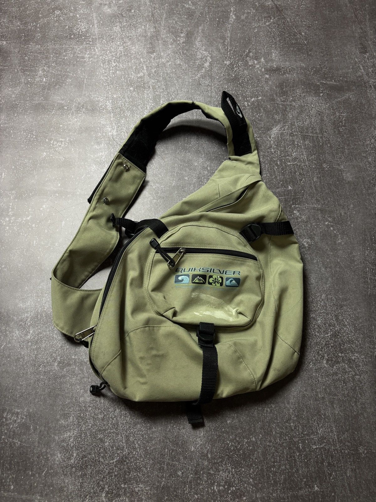 Quiksilver x Vintage Crazy Vintage Quick Silver Sling Bag Y2K Surf 90's Billabong in Green, Men's
