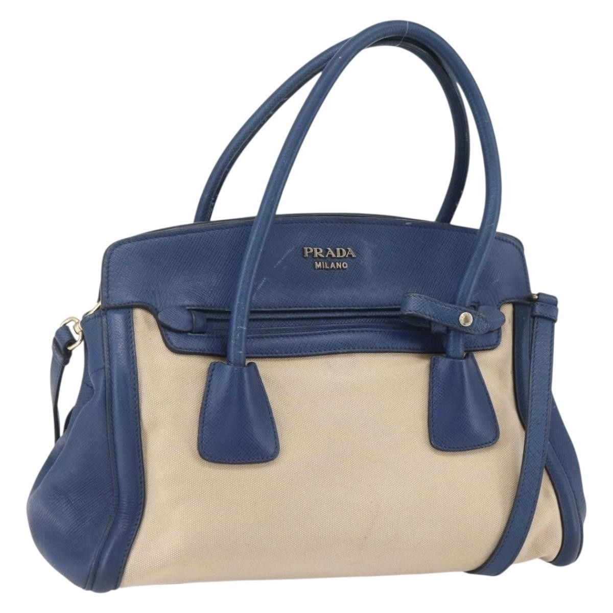 Prada Prada Cuir Frame Convertible Tote Canvas and Saffiano Leather Size ONE SIZE - 1 Thumbnail