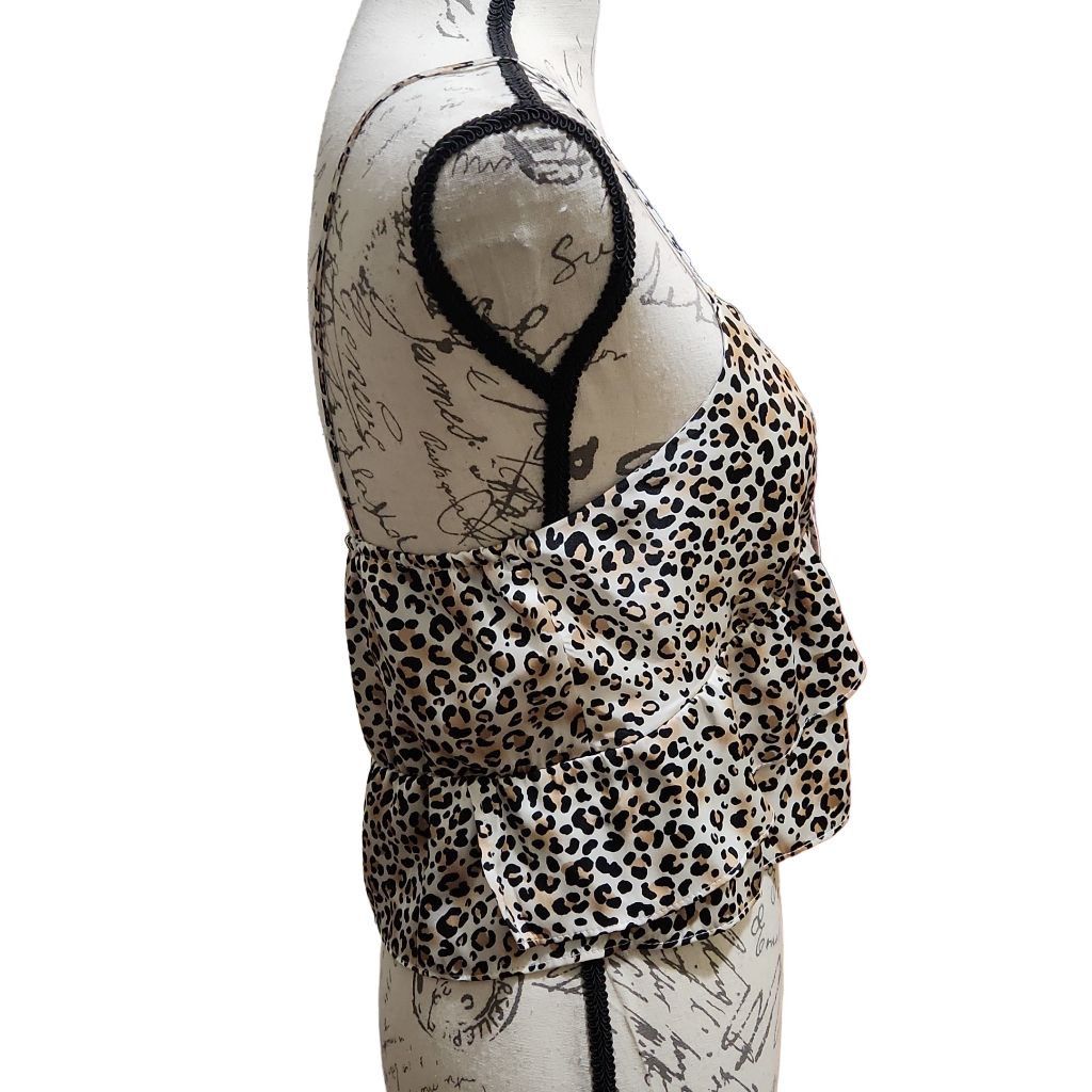 Topshop Topshop Ladies Size 6 Tan Black Animal Print Ruffle Front S Size M / US 6-8 / IT 42-44 - 4 Thumbnail