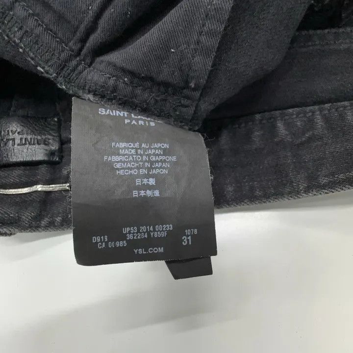 Saint Laurent Paris Yves Saint Laurent Black Distressed Straight Leg Pants-2507 Size US 31 - 2 Thumbnail