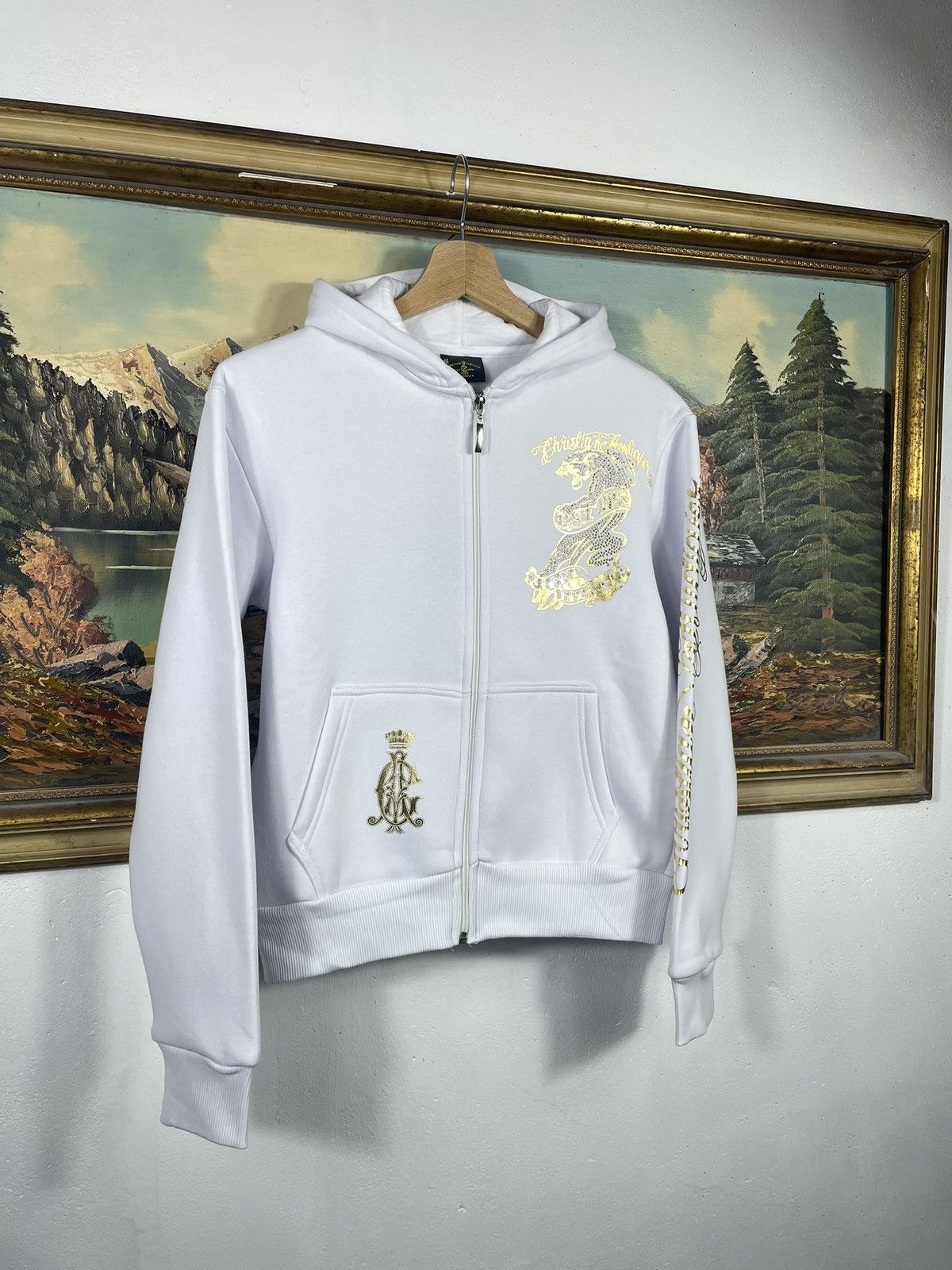 Christian Audigier × Ed Hardy × Vintage Ed Hardy Retro 00s Hoodie With Crystals Affliction Grunge Size M / US 6-8 / IT 42-44 - 4 Thumbnail