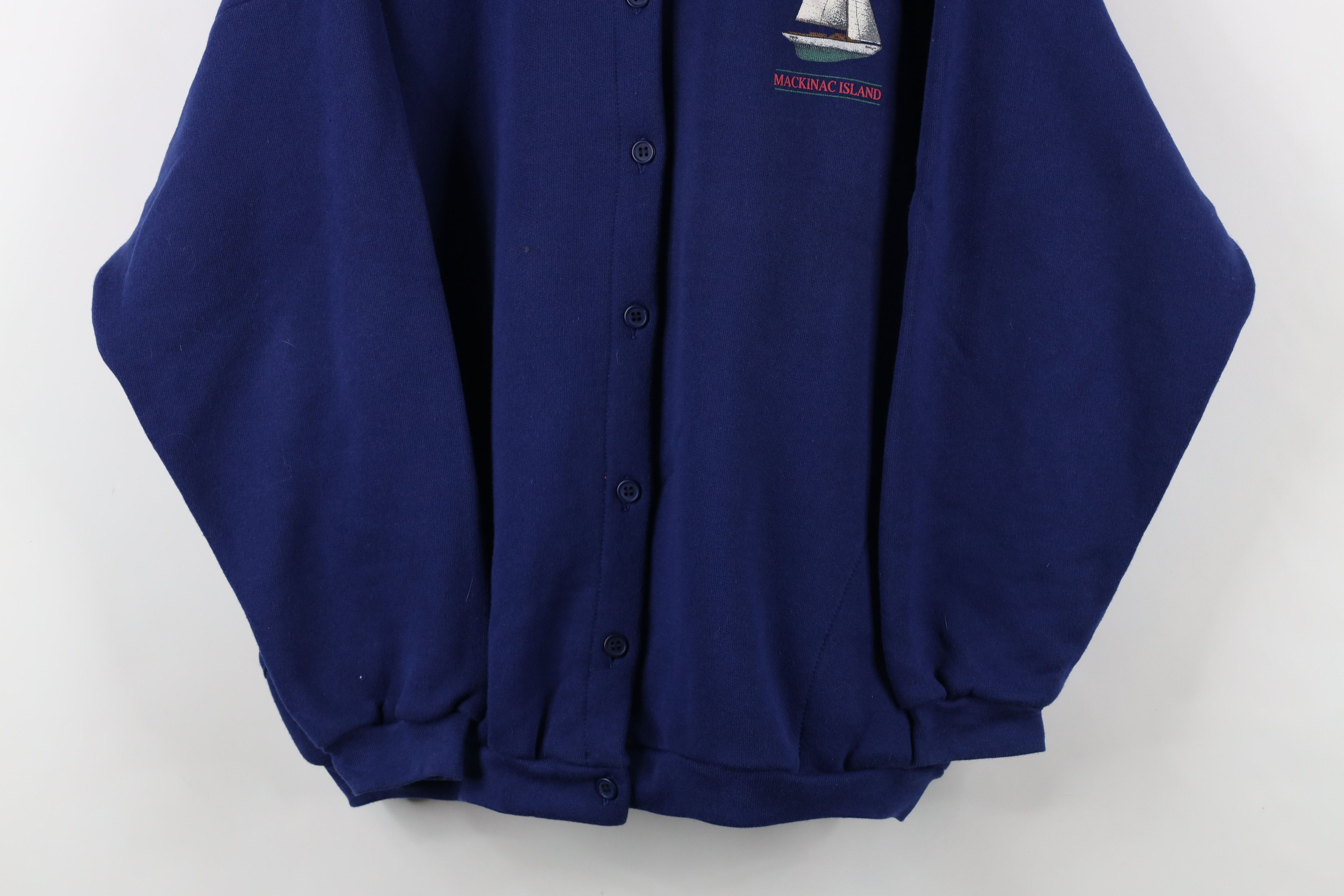 Vintage Vintage 90s Streetwear Sailboat Cardigan Sweatshirt USA Size XXL / US 16-18 / IT 52-54 - 3 Thumbnail