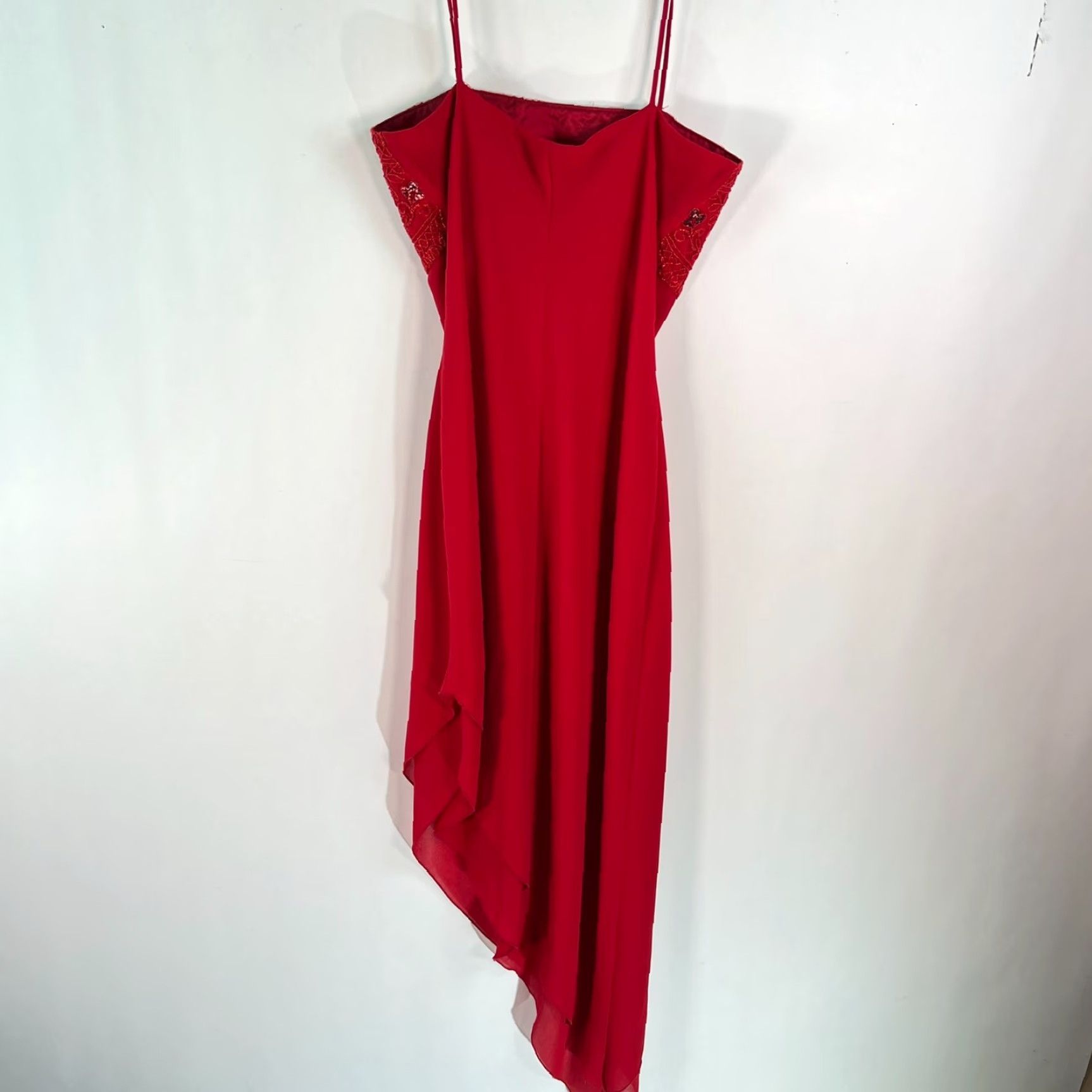 Vintage a fortiori Womens Asymmetric Slip Sequin Red Dress Size 13/14 Size XL / US 12-14 / IT 48-50 - 4 Thumbnail
