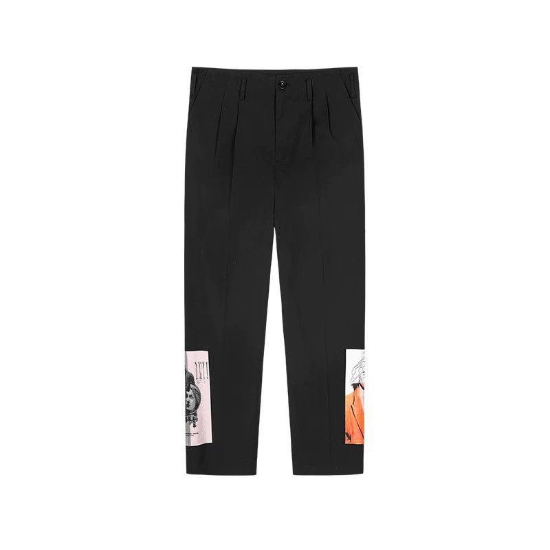 Other Black Cropped Pants w/ Artistic Print Patches – Size M Size 29" - 1 Thumbnail