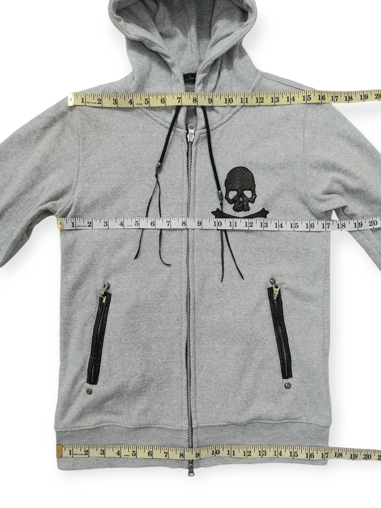 Custom Culture Real Snake Skin Part Skull Hoodie