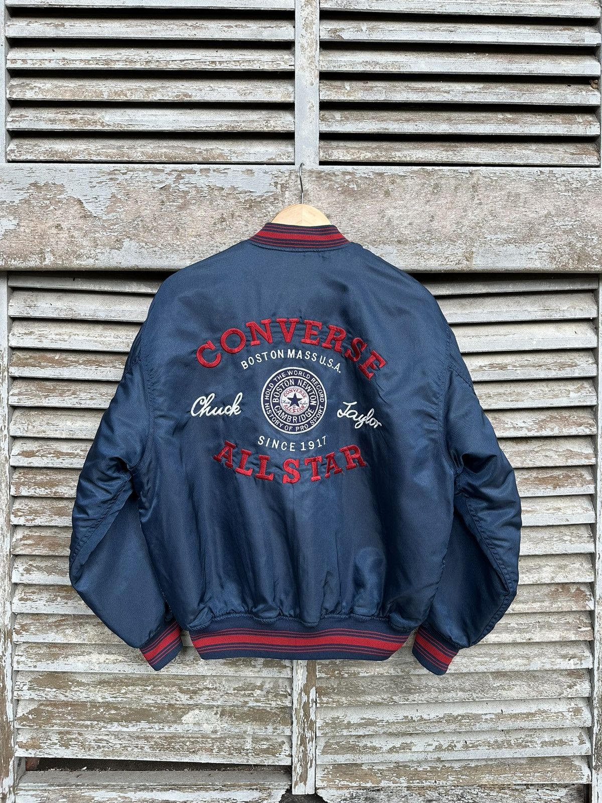 Converse 👹Vintage Converse Boston Mass Embroidery Logo Bomber Jacket Size US M / EU 48-50 / 2 - 4 Thumbnail