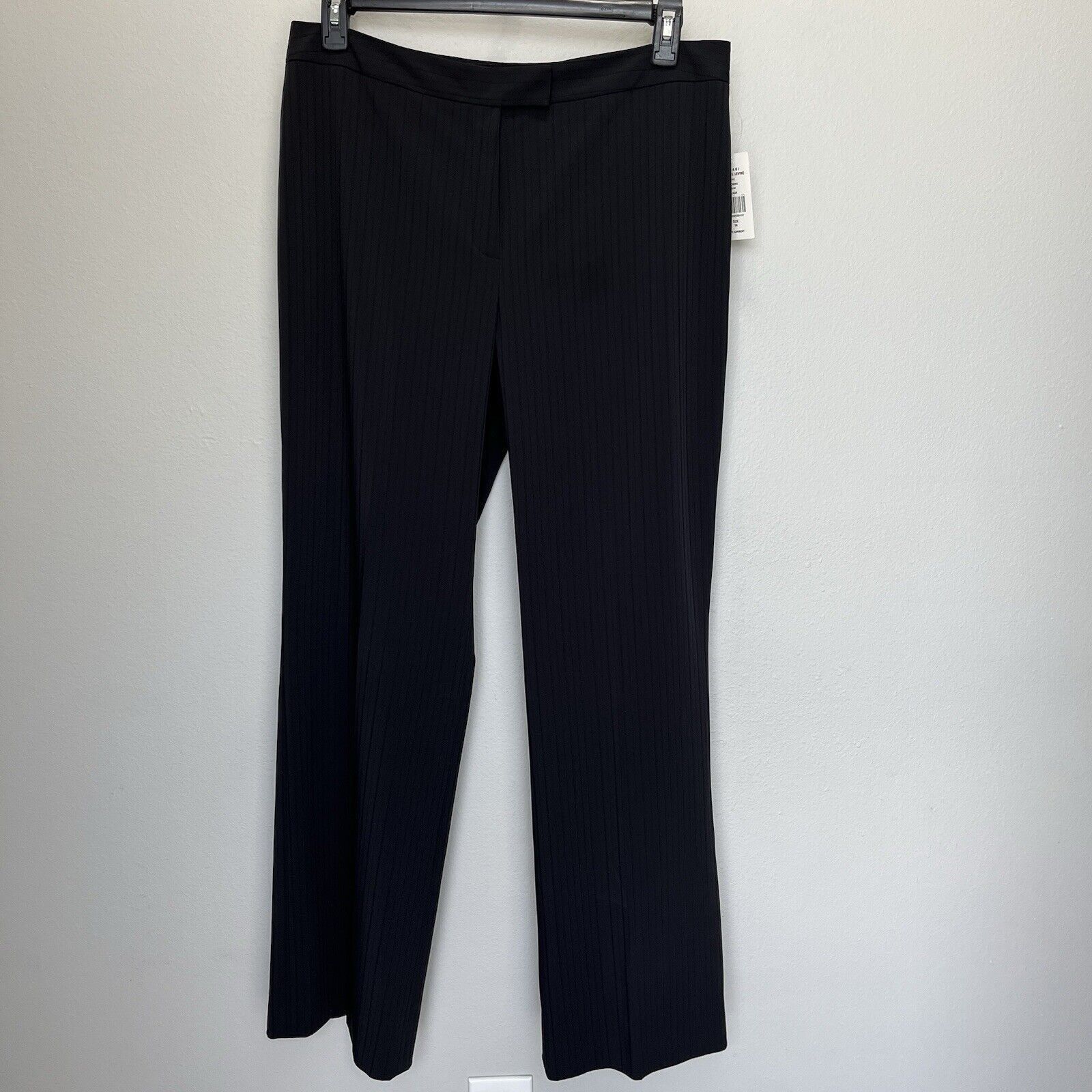 Elie Tahari Tahari | Black Textured Stripe Wide Leg Dress Pants Size 14 Size 36" / US 14 / IT 50 - 2 Thumbnail