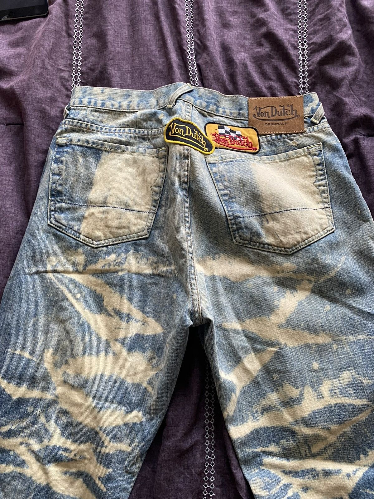 Von Dutch Von Dutch Originals Bleach Wash Distressed Jeans – Size 34 m Size US 34 / EU 50 - 2 Thumbnail