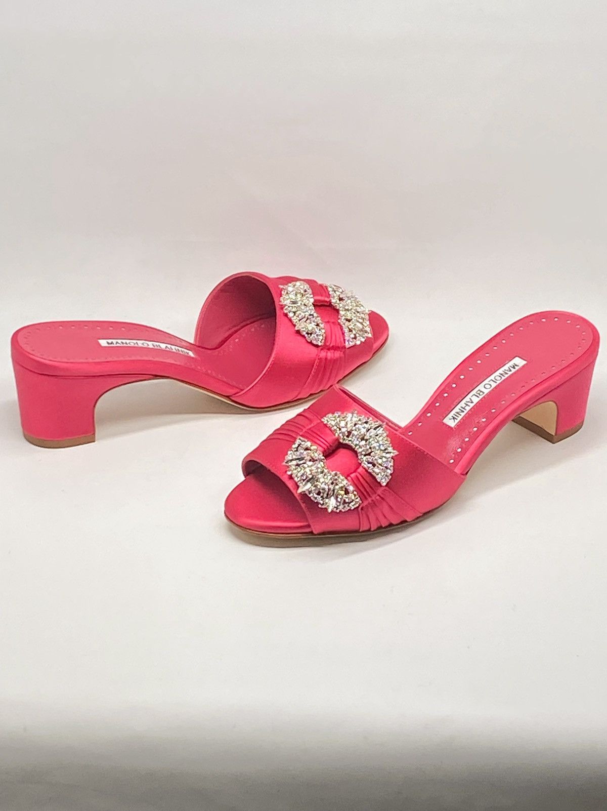 Manolo Blahnik Manolo Blahnik Prinap 50MM Satin Mules Size US 6 / IT 36 - 12 Thumbnail