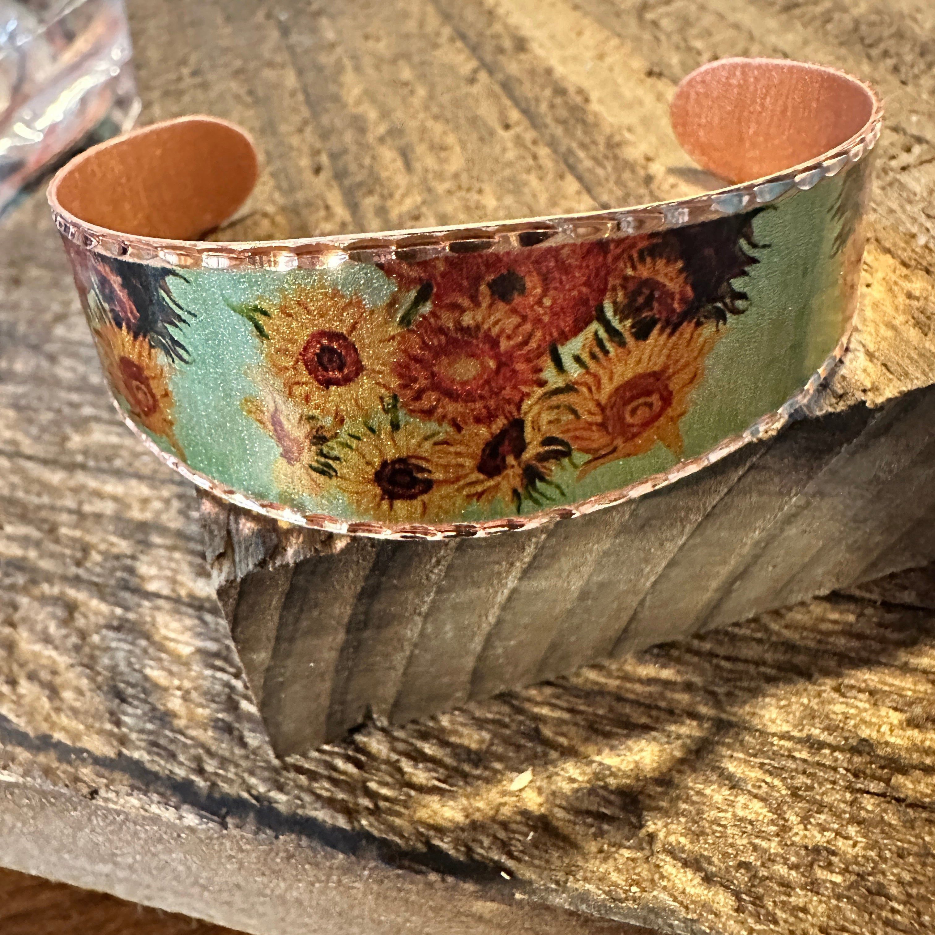 Other Handmade Boho Copper Wide Cuff Bracelet, Diamond Cut Van Gog Size ONE SIZE - 1 Thumbnail