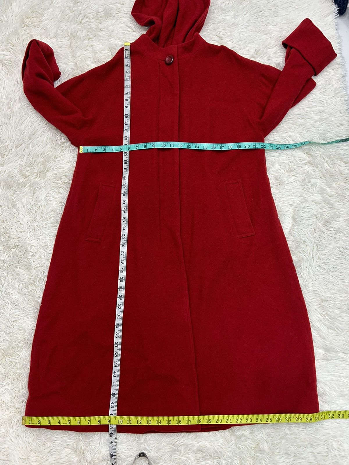 Hiroko Koshino Homme × Japanese Brand × Vintage Vtg Hiroko Koshino Detachable Hoodie Lining Wool Long Jacket Size M / US 6-8 / IT 42-44 - 13 Thumbnail
