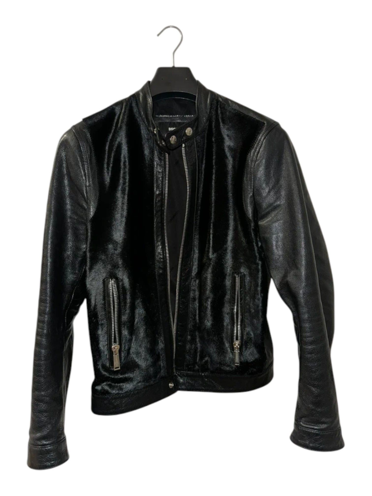 Dsquared2 Dsquared2 Leather & Pony Hair Biker Jacket c.2010s Size US S / EU 44-46 / 1 - 10 Thumbnail