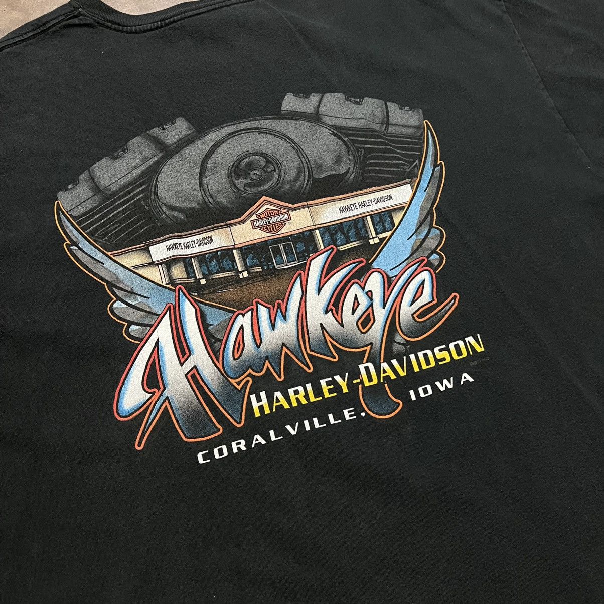 Harley Davidson × Vintage Vintage Harley Davidson Tshirt Motorcycle Biker Pocket Faded Size US XXL / EU 58 / 5 - 2 Thumbnail