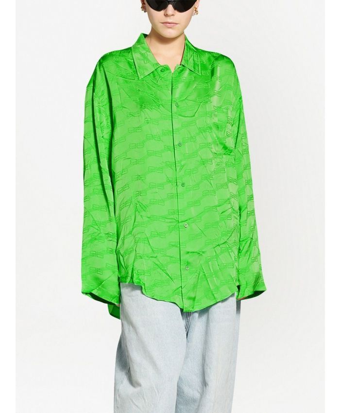 Balenciaga o1la1rc1a1024 BB Monogram Minimal Shirt in Apple Green Size XS / US 0-2 / IT 36-38 - 6 Thumbnail