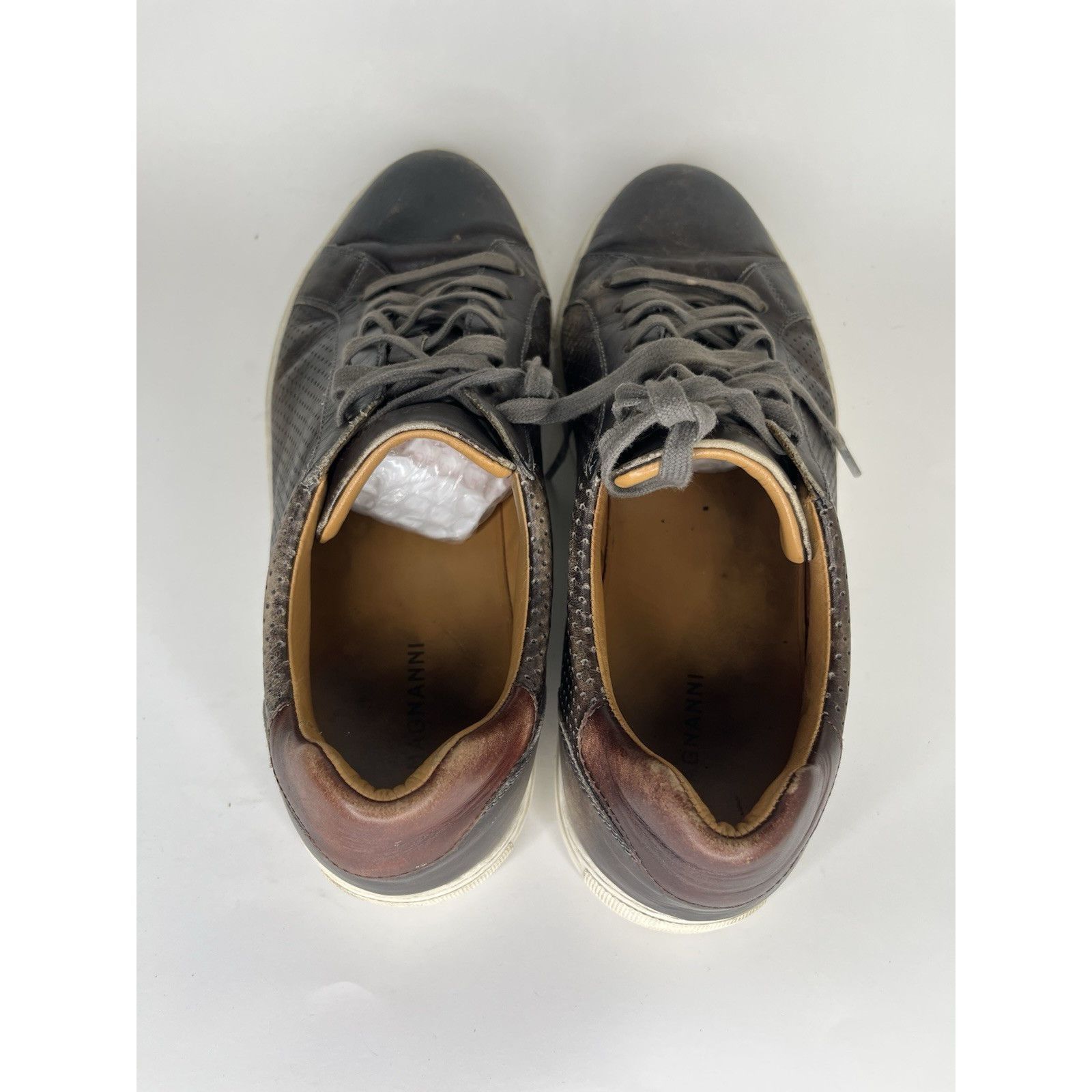 Magnanni Magnanni Brown Leather Lace Up Casual Low Top Sneakers Shoes Size US 12 / EU 45 - 6 Thumbnail