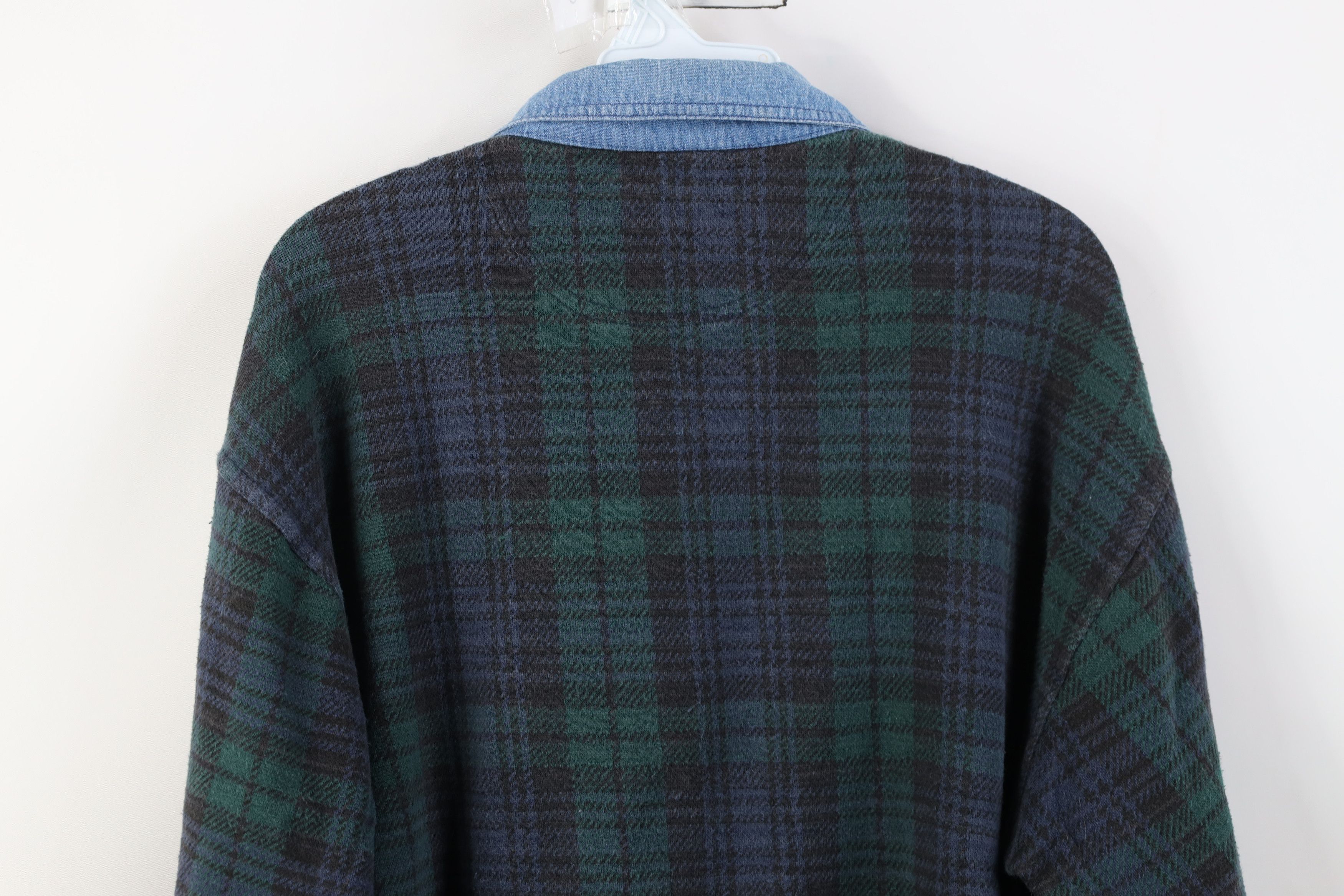 Vintage Vintage 90s Streetwear Denim Knit Long Sleeve Polo Plaid Size US M / EU 48-50 / 2 - 9 Thumbnail