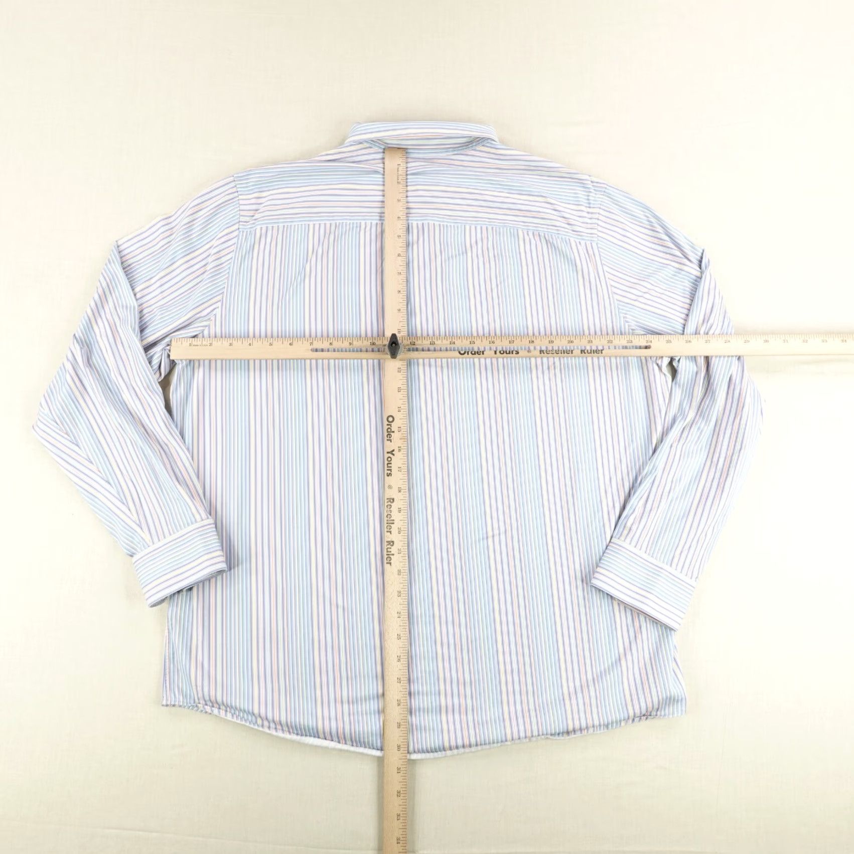 BUGATCHI BUGATCHI Shirt Mens 2XL Blue Stripes Button-Up Casual Dress Shirt 2XL Blue Striped Cotton Spandex Classic Design Mens Size US XXL / EU 58 / 5 - 5 Thumbnail