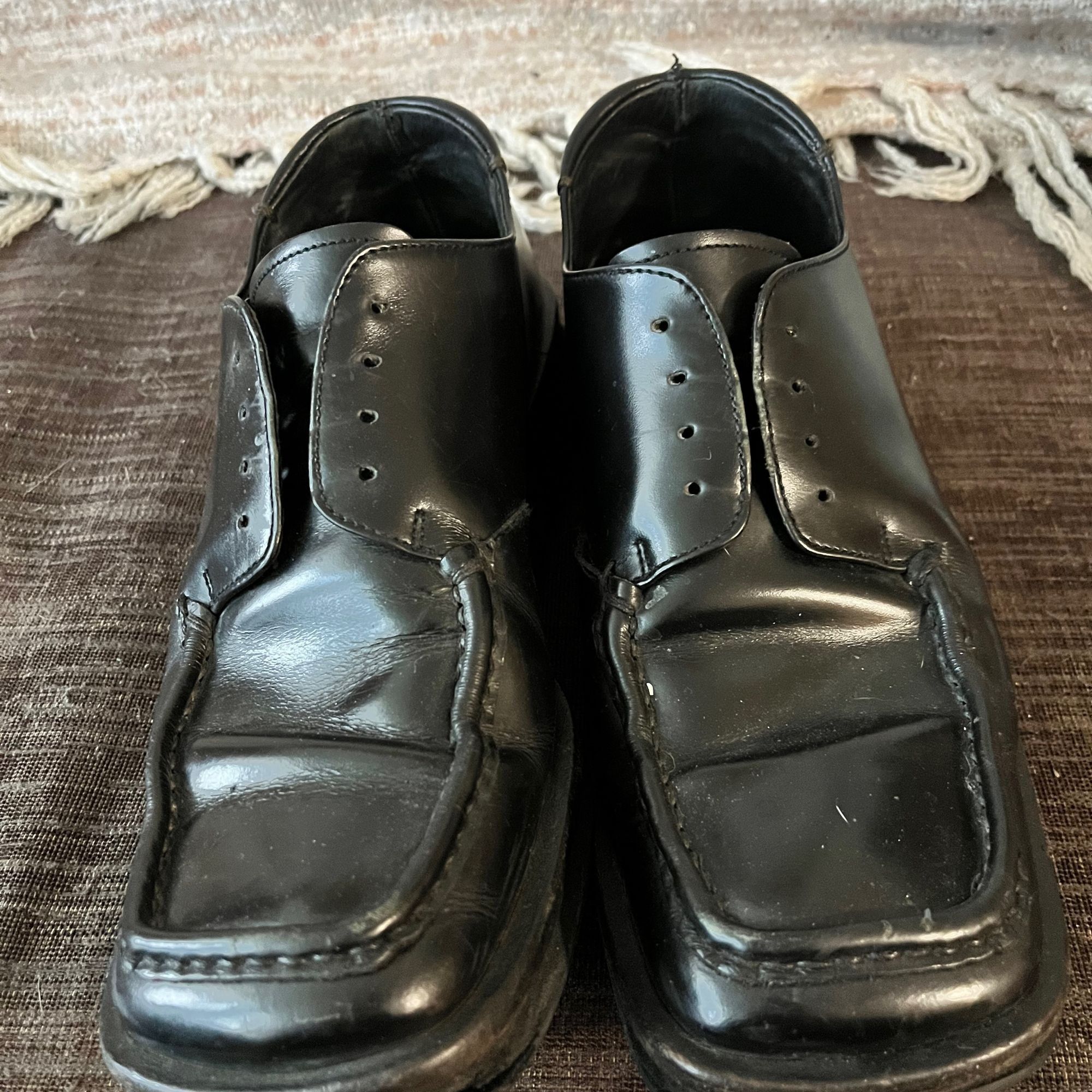 靴 Archive PRADA square toe loafers black Prada Archive Prada FW98 Chunky Square Toe Loafers Leather Black
