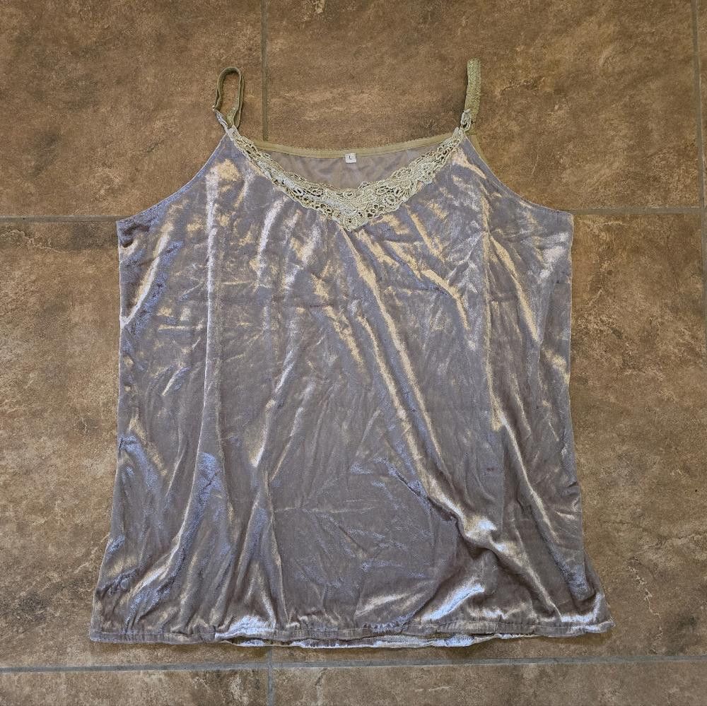 Designer Light Chocolate Velvet Lush Detailed Tank Size L / US 10 / IT 46 - 1 Thumbnail