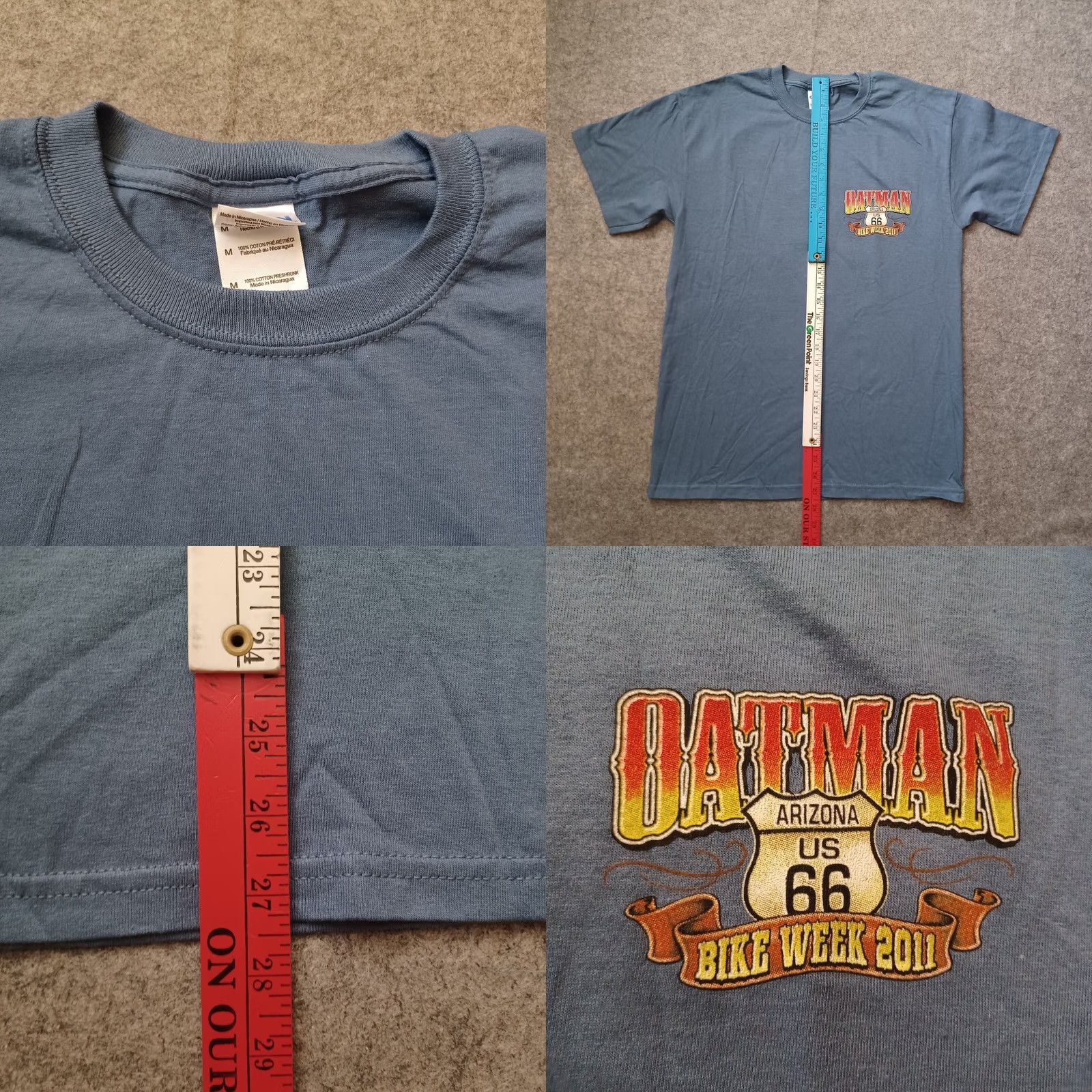 Gildan Oatman Bike Week Mens Shirt Medium Blue Logo US 66 Arizona Short Sleeve 2011 Size US M / EU 48-50 / 2 - 8 Thumbnail