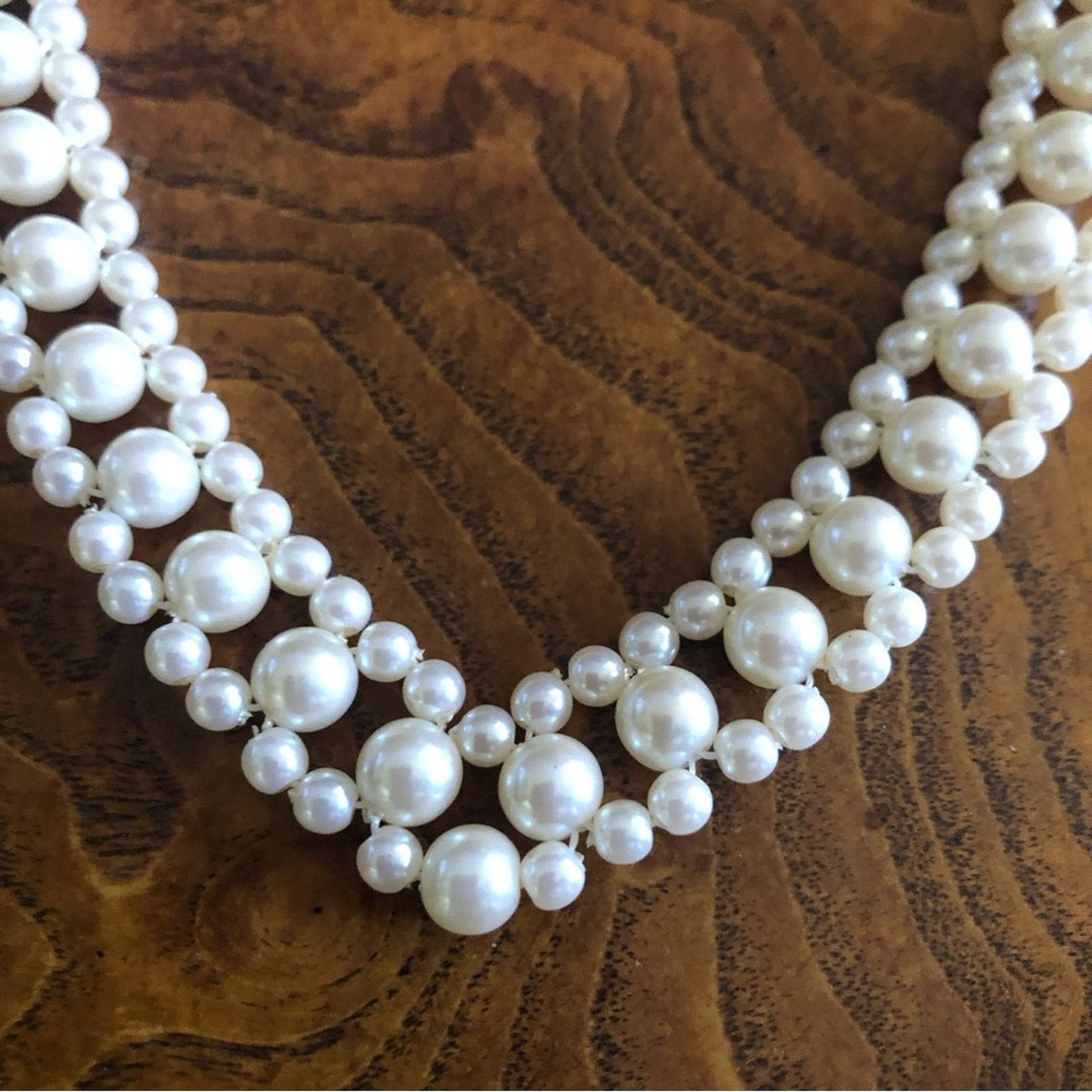 Vintage Vintage braided v shape cream tone beaded necklace Size ONE SIZE - 7 Thumbnail
