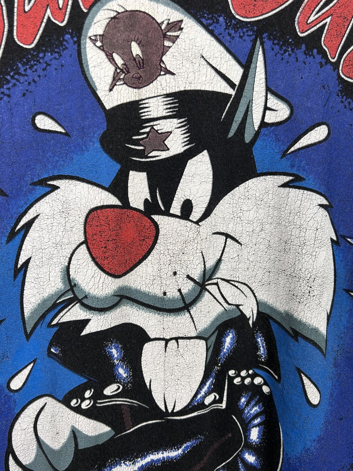 Vintage 80s Vintage 1989 Warner Bros Sylvester Stray Cat T-Shirt Size US XL / EU 56 / 4 - 4 Thumbnail