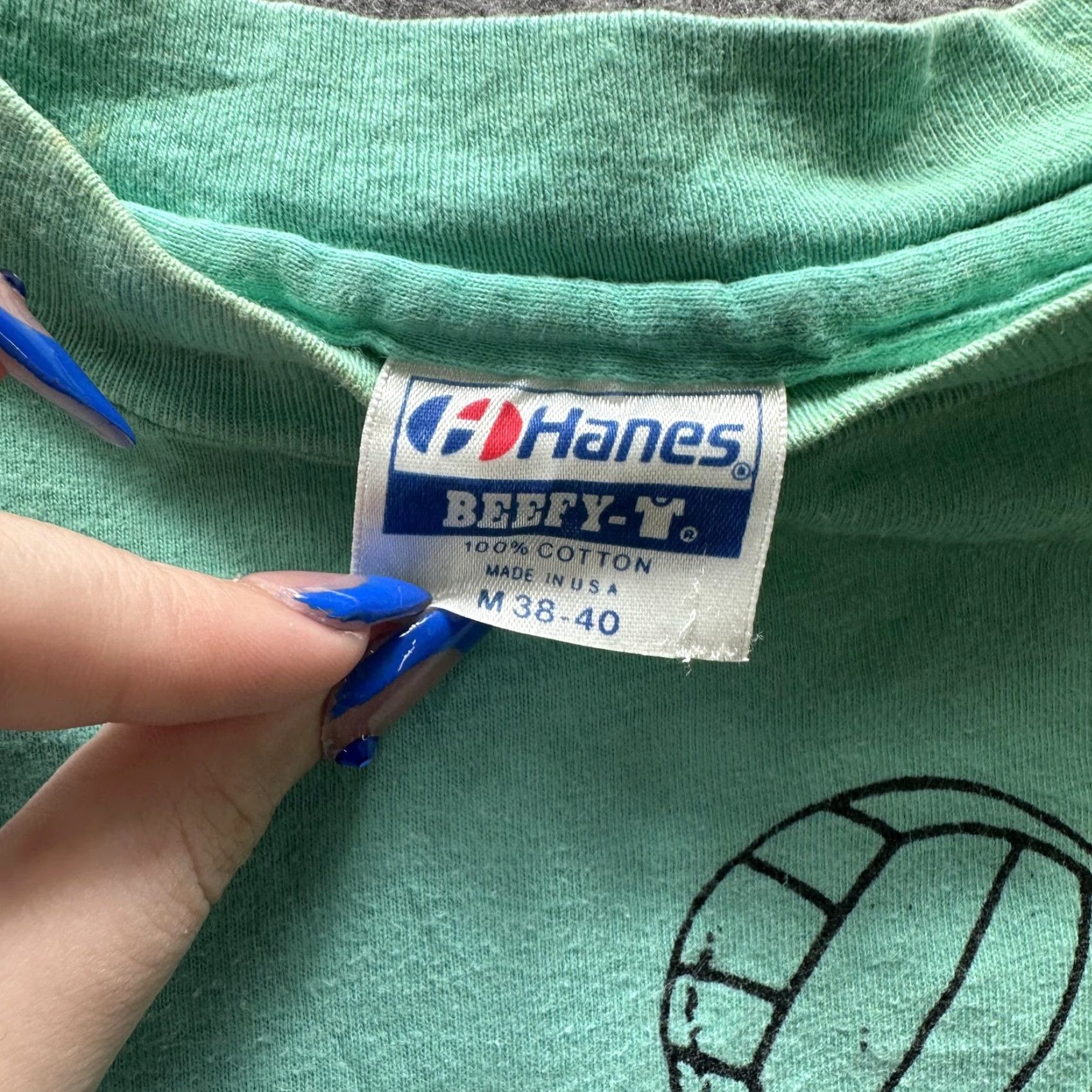 Hanes VINTAGE Hanes Shirt Mens M Green Pass Set Spike Volleyball Graphic Tee Shirt Size US M / EU 48-50 / 2 - 7 Thumbnail