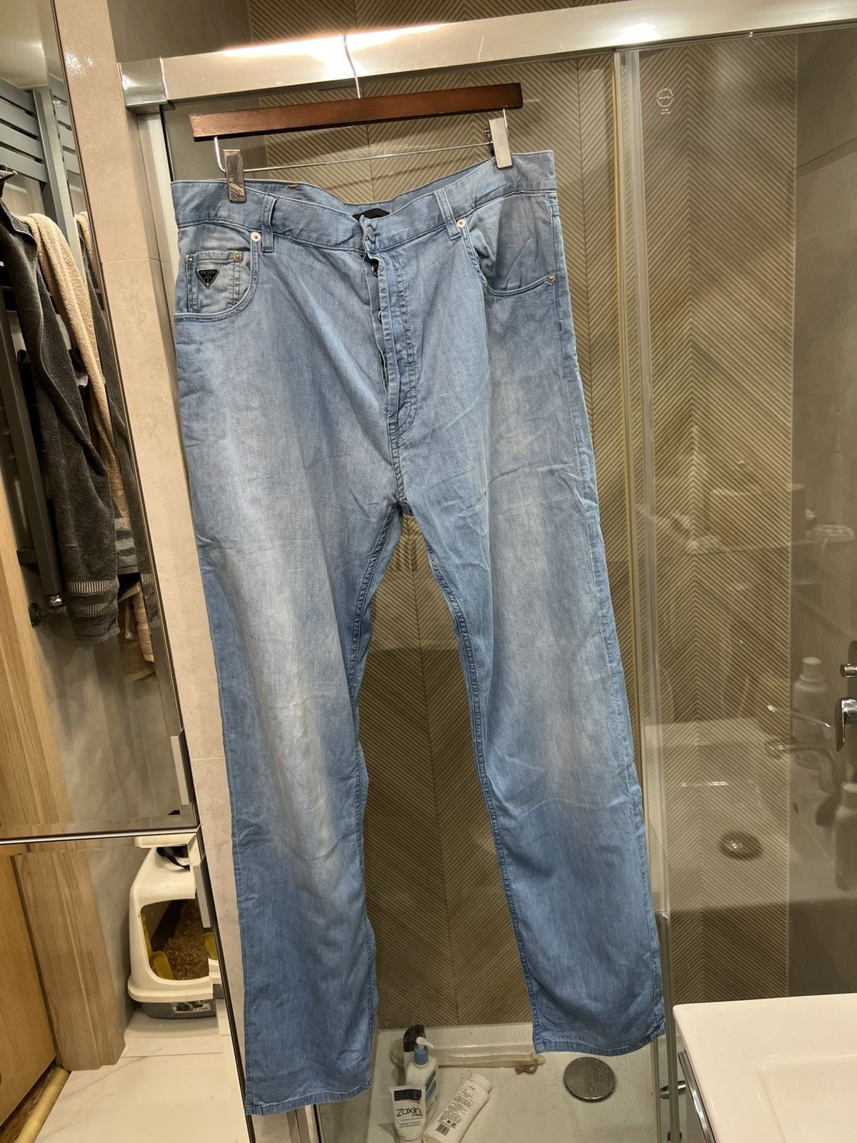 Prada 2024 light Prada cotton triangle logo pants Size US 34 / EU 50 - 3 Thumbnail